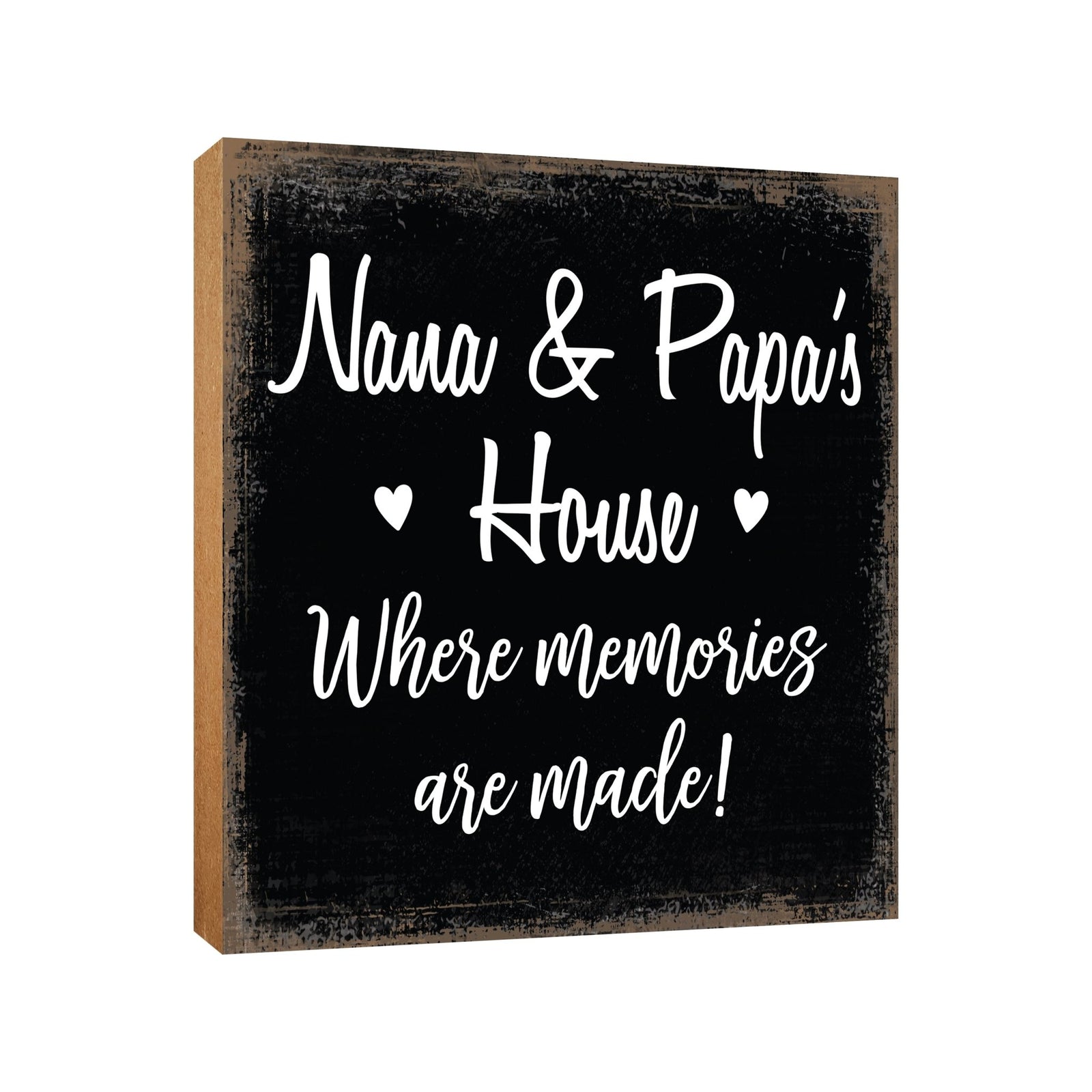 Modern FAMILY 6x6 Block shelf decor (Nana & Papa Memories) Inspirational Plaque and Tabletop Family Home Decoration - LifeSong Milestones