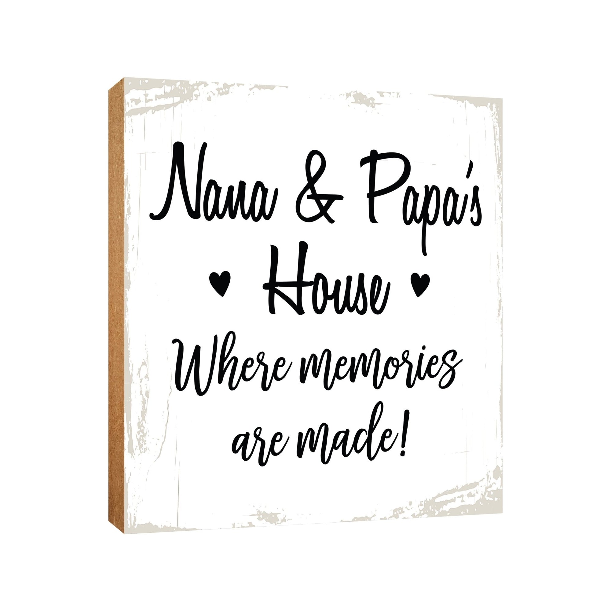 Modern FAMILY 6x6 Block shelf decor (Nana & Papa Memories) Inspirational Plaque and Tabletop Family Home Decoration - LifeSong Milestones