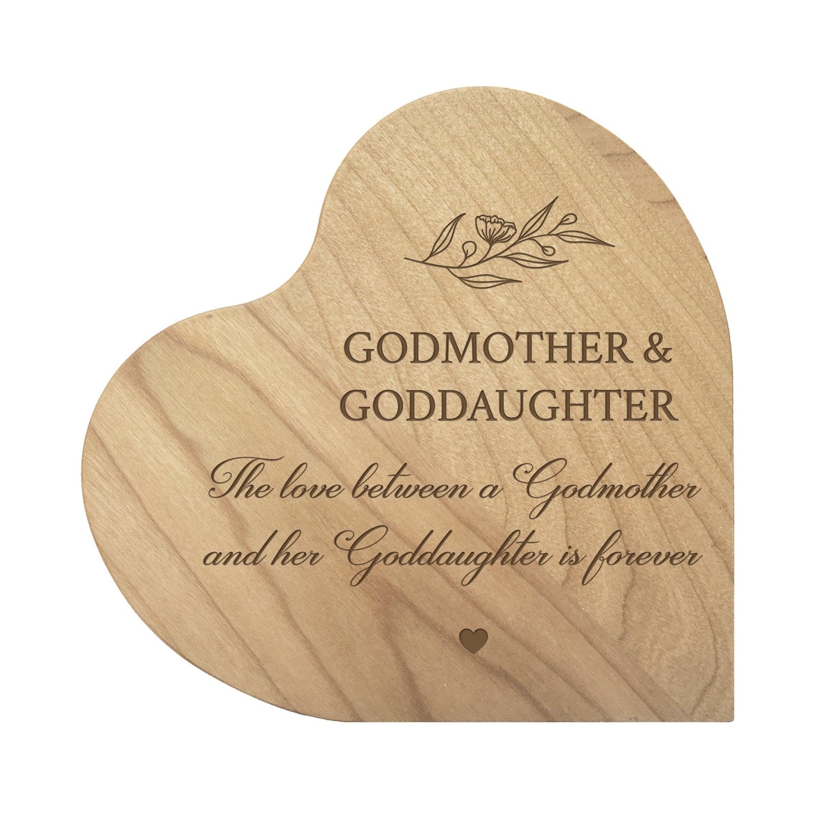 Modern Godmother’s Love Solid Wood Heart Decoration With Inspirational Verse Keepsake Gift 5x5.25 - Godmother & Goddaughter - LifeSong Milestones