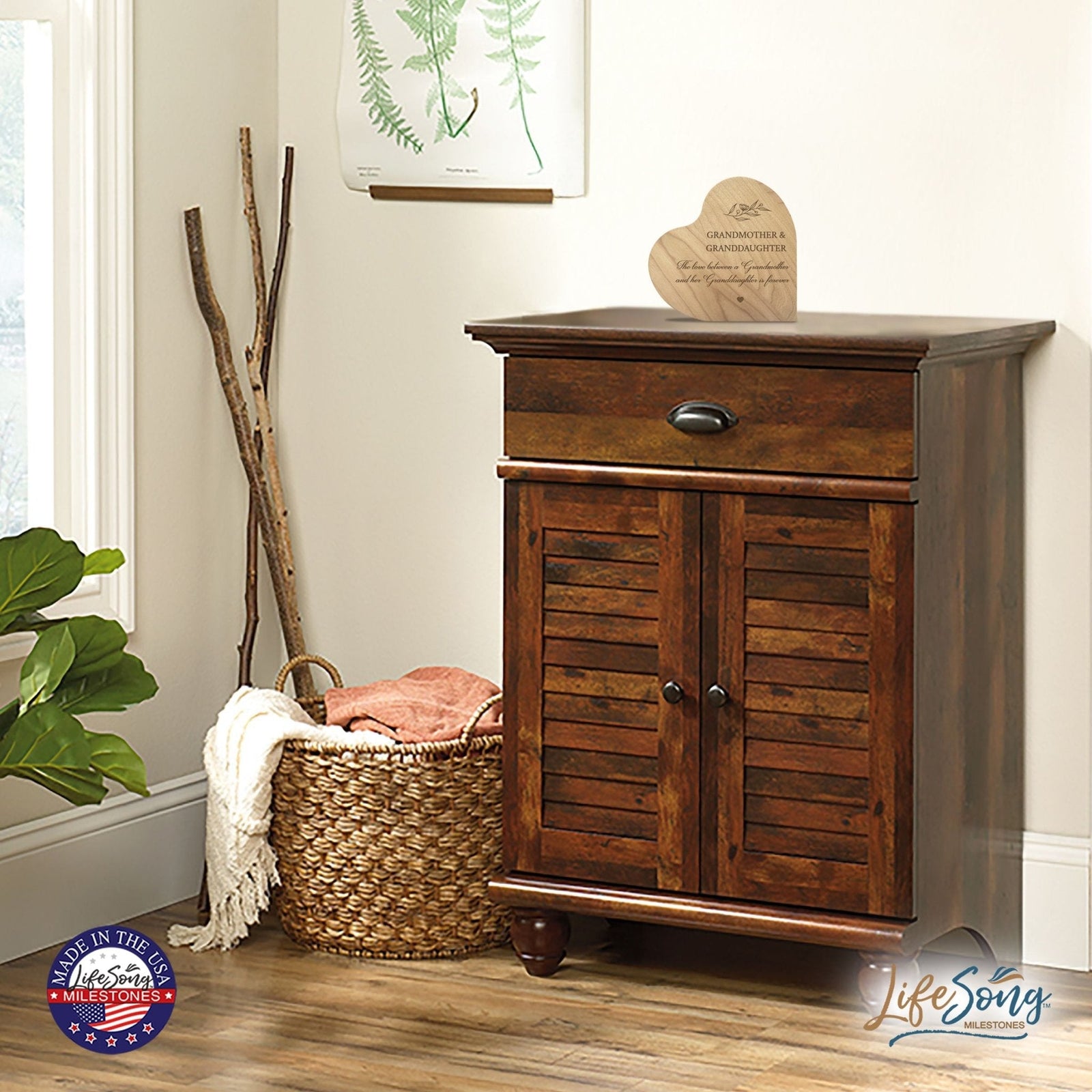 Modern Grandmother’s Love Solid Wood Heart Decoration With Inspirational Verse Keepsake Gift 5x5.25 - Grandmother & Granddaughter - LifeSong Milestones