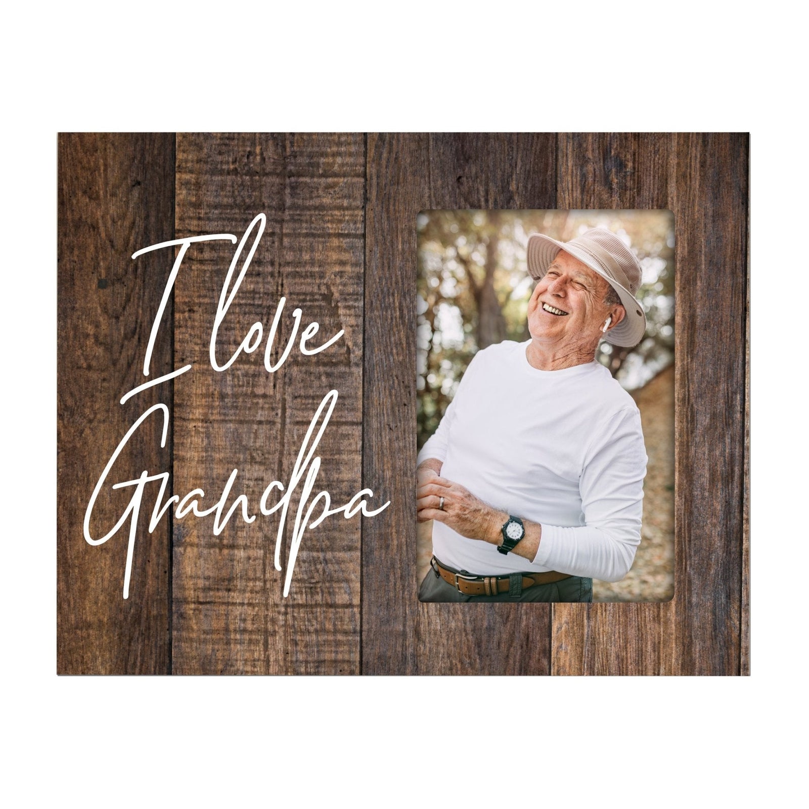 Modern Horizontal 8x10 Wooden Picture Frame Holds 4x6 Photo Home Decoration Gift Idea For Grandfathers - I Love - LifeSong Milestones