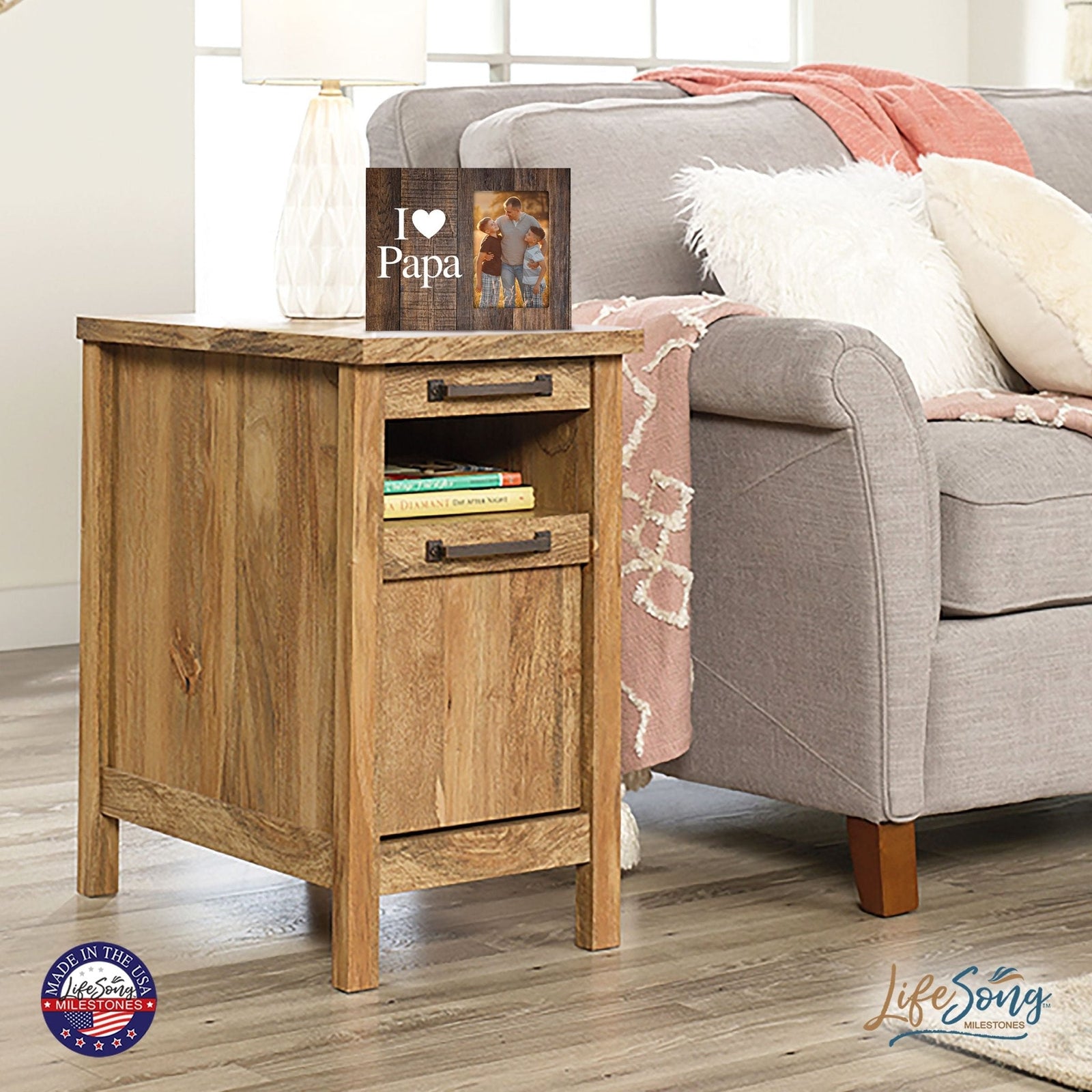 Modern Horizontal 8x10 Wooden Picture Frame Holds 4x6 Photo Home Decoration Gift Idea For Grandfathers - I Love - LifeSong Milestones