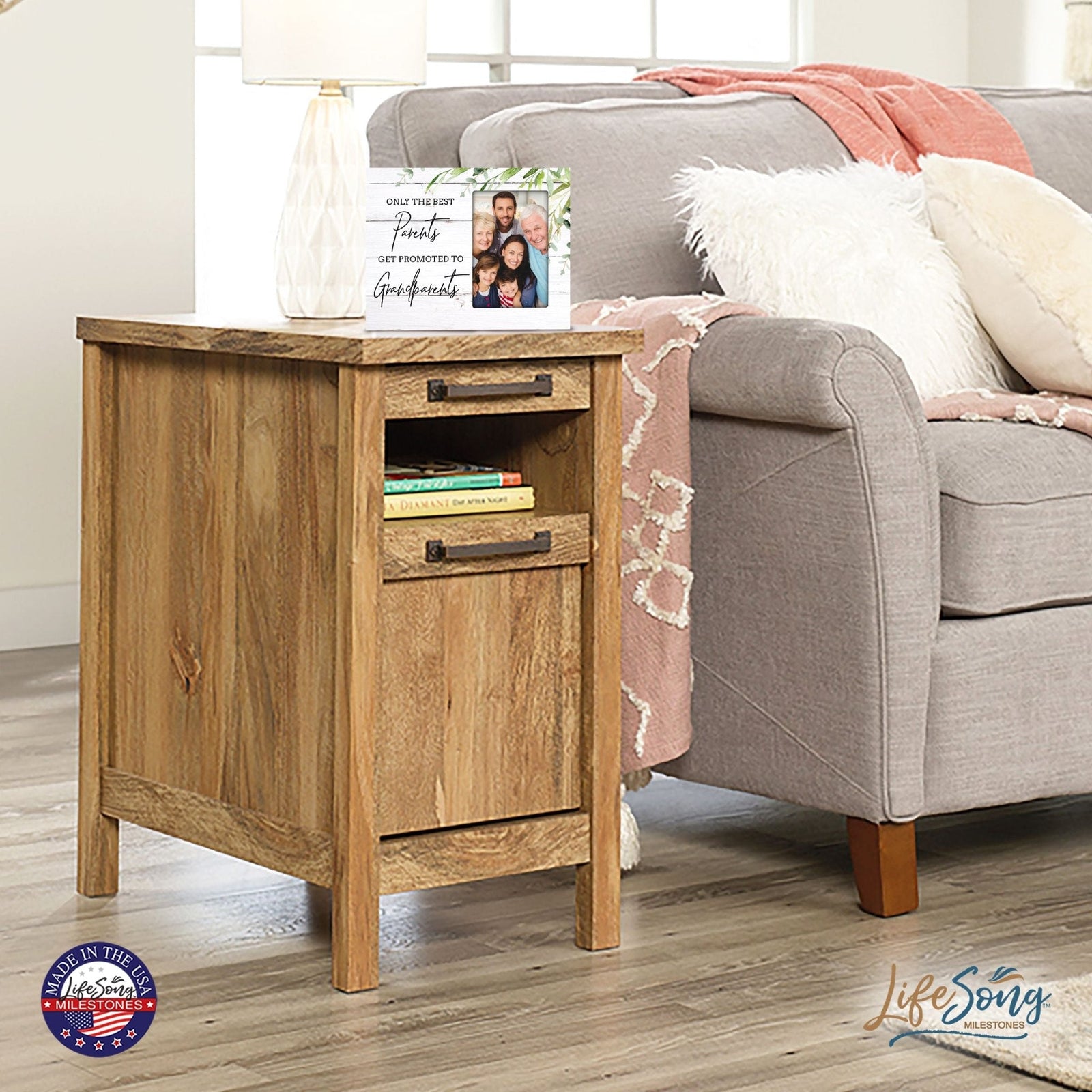 Modern Horizontal 8x10 Wooden Picture Frame Holds 4x6 Photo Home Decoration Gift Idea For Grandparents - LifeSong Milestones