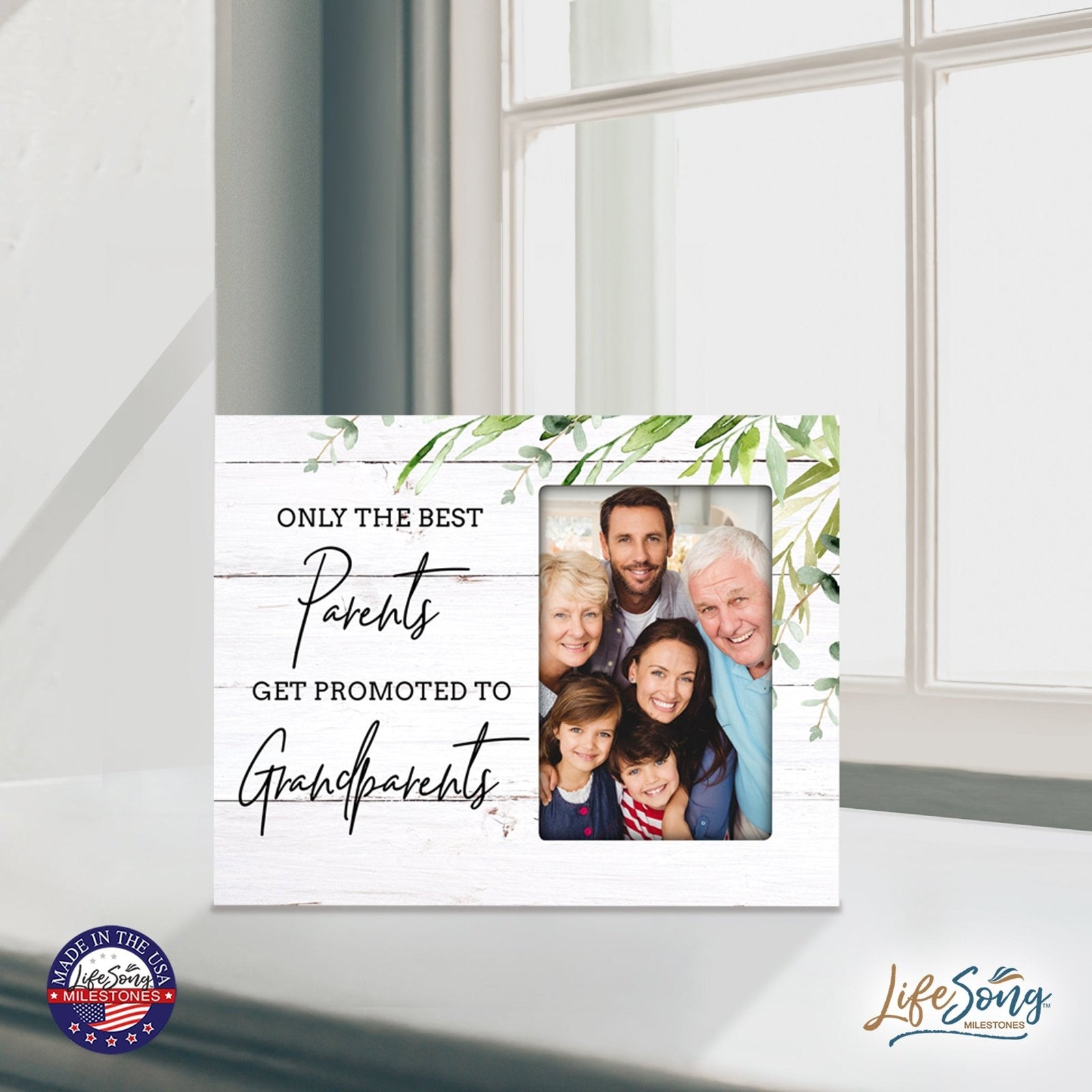 Modern Horizontal 8x10 Wooden Picture Frame Holds 4x6 Photo Home Decoration Gift Idea For Grandparents - LifeSong Milestones