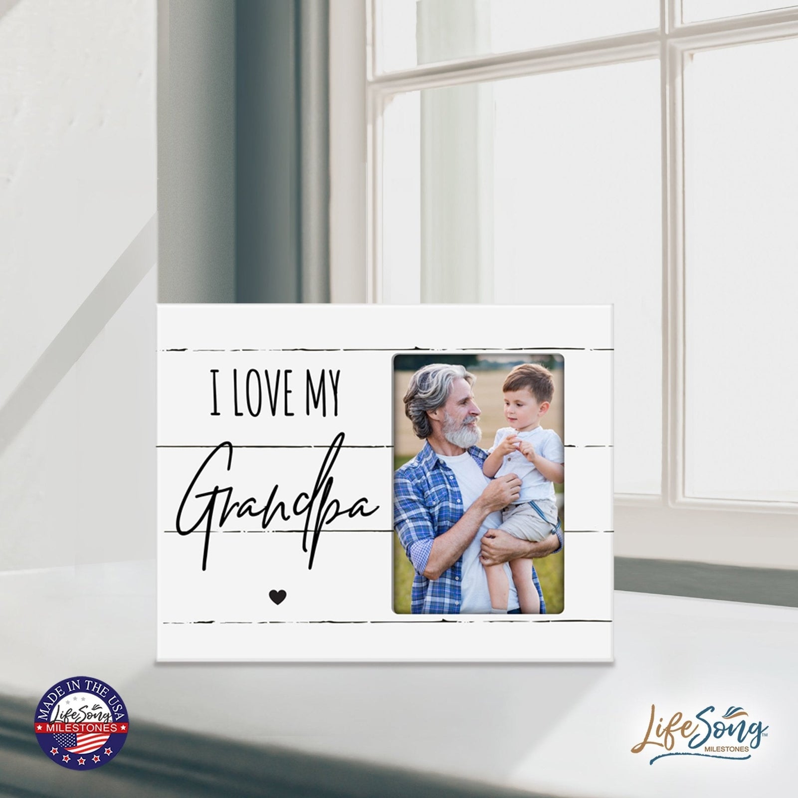 Modern Horizontal 8x10 Wooden Picture Frame Holds 4x6 Photo Home Decoration Gift Idea For Grandparents - LifeSong Milestones