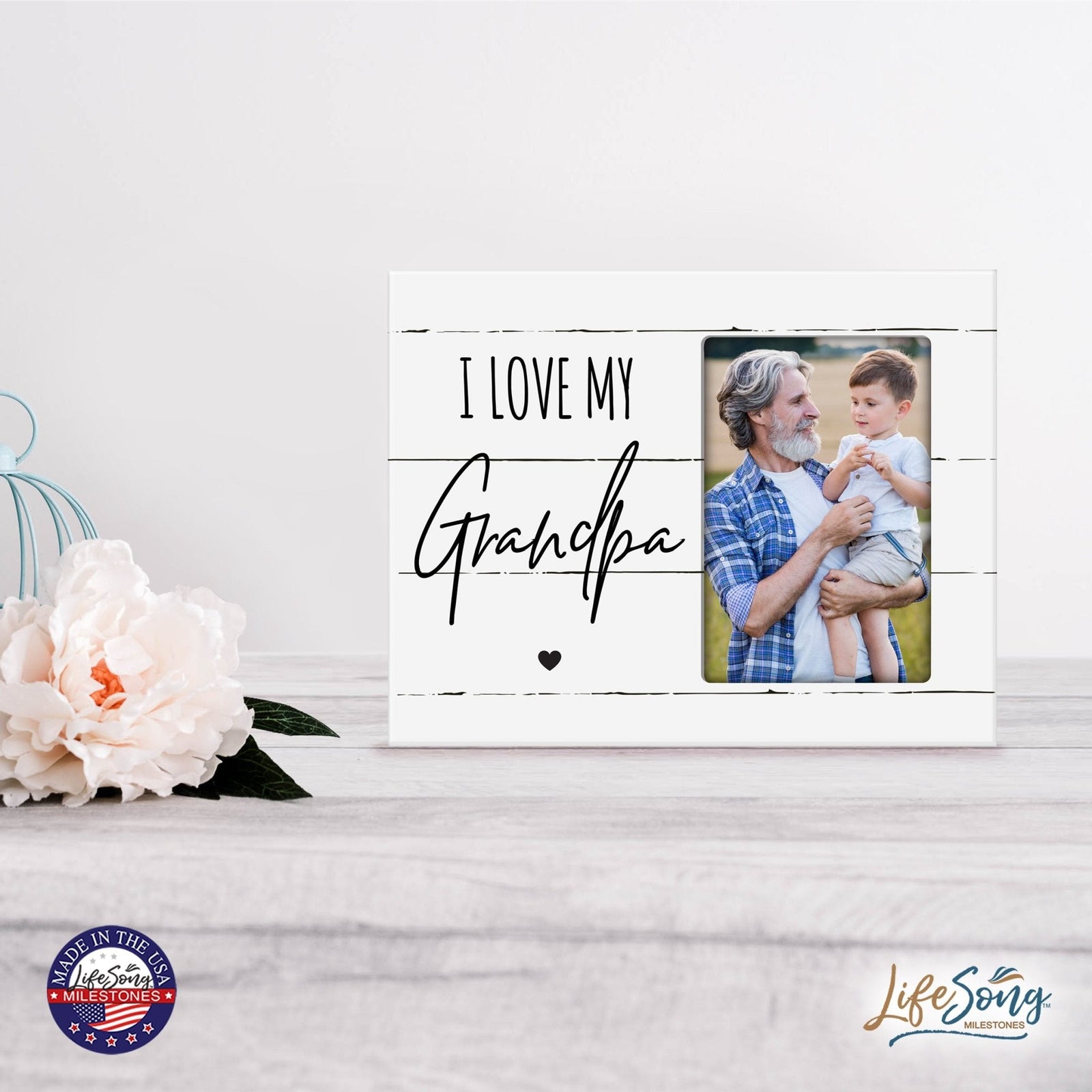 Modern Horizontal 8x10 Wooden Picture Frame Holds 4x6 Photo Home Decoration Gift Idea For Grandparents - LifeSong Milestones