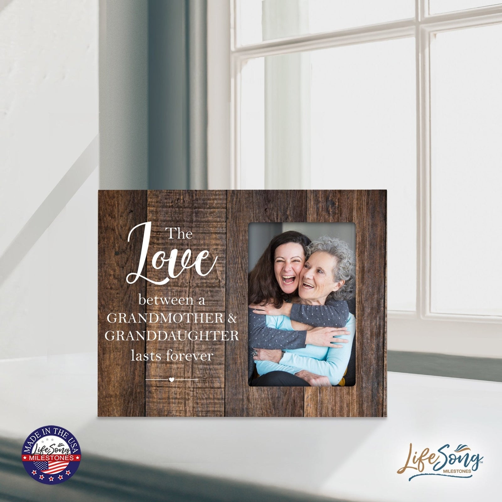 Modern Horizontal 8x10 Wooden Picture Frame Holds 4x6 Photo Home Decoration Gift Idea For Grandparents - Grandparents - LifeSong Milestones