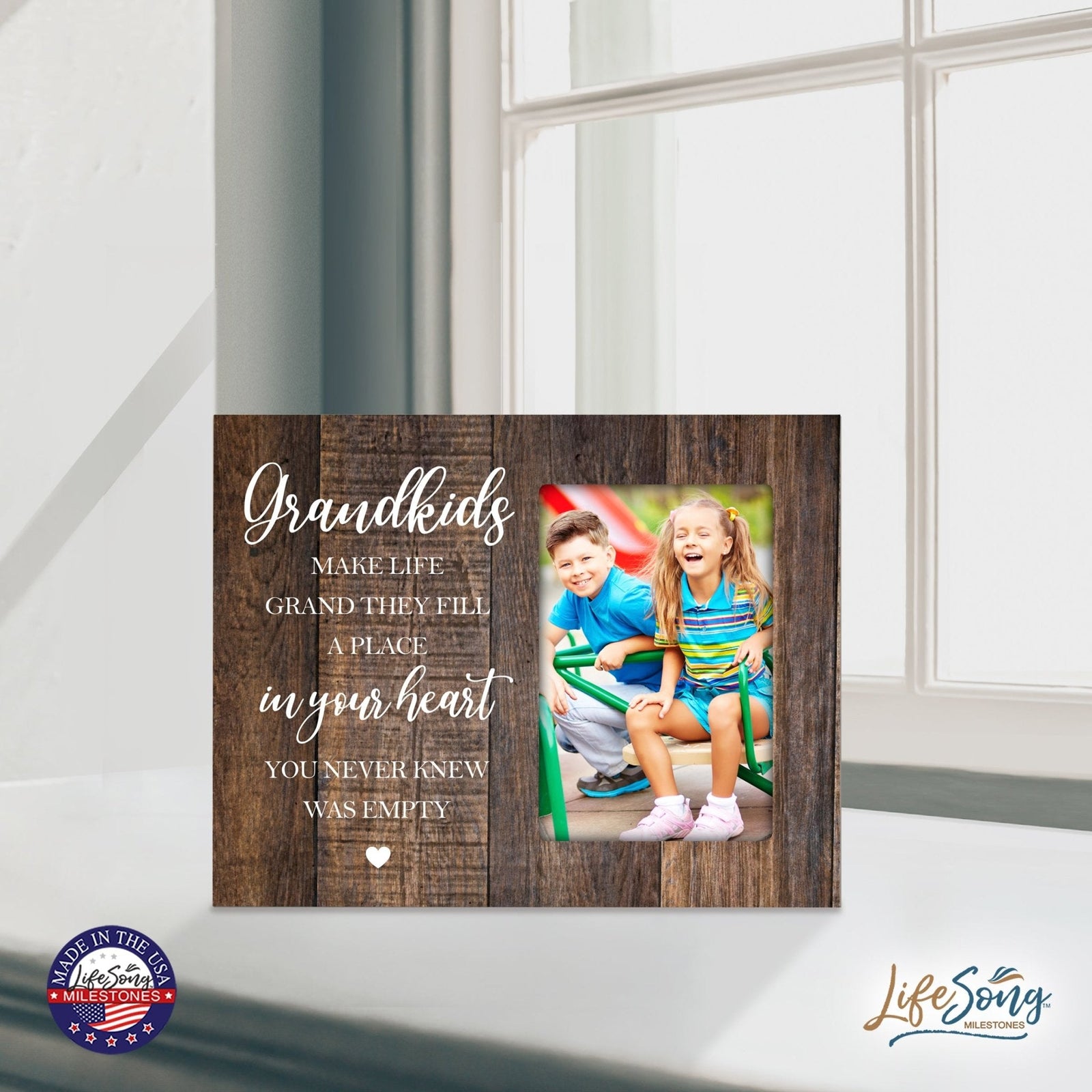 Modern Horizontal 8x10 Wooden Picture Frame Holds 4x6 Photo Home Decoration Gift Idea For Grandparents - Grandparents - LifeSong Milestones