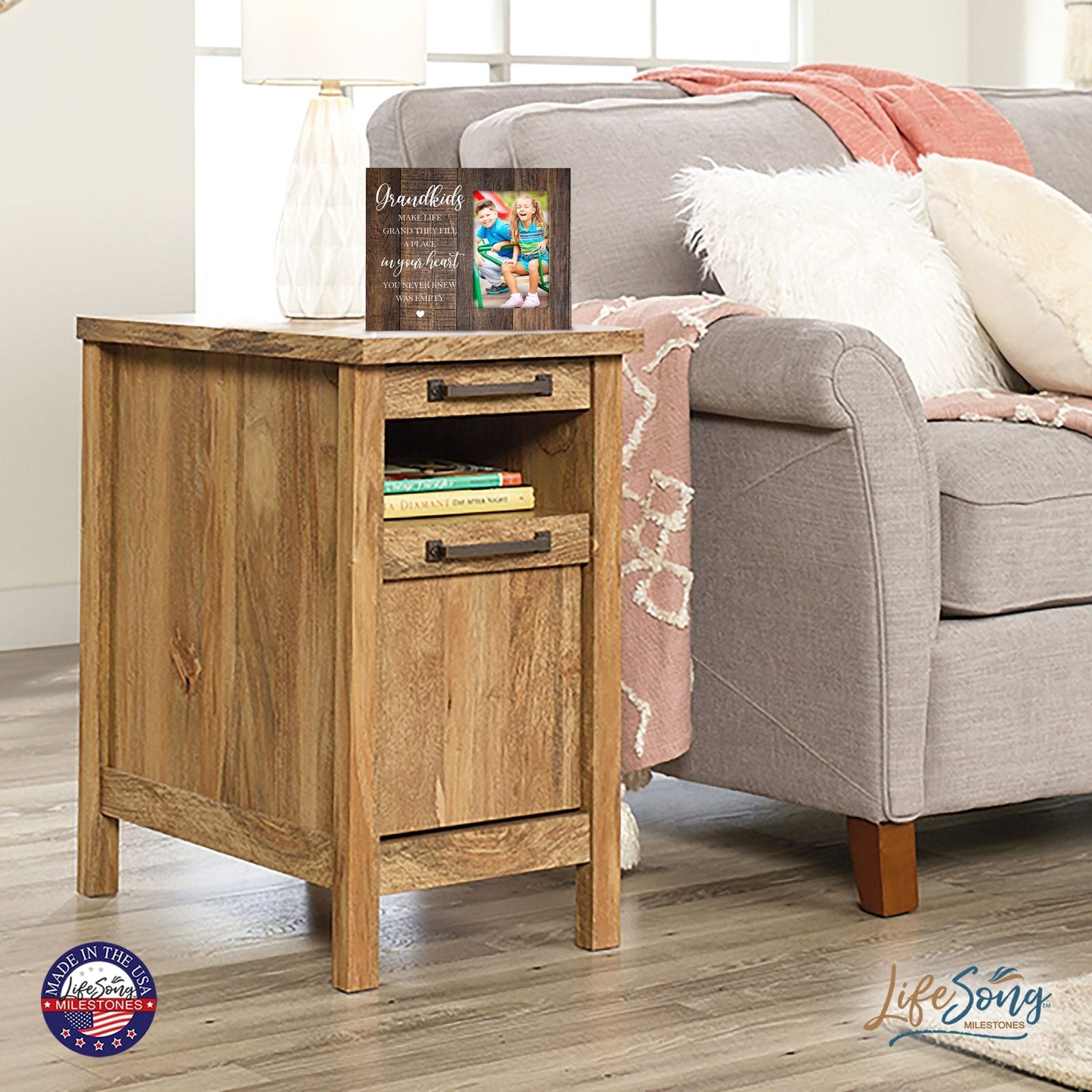 Modern Horizontal 8x10 Wooden Picture Frame Holds 4x6 Photo Home Decoration Gift Idea For Grandparents - Grandparents - LifeSong Milestones