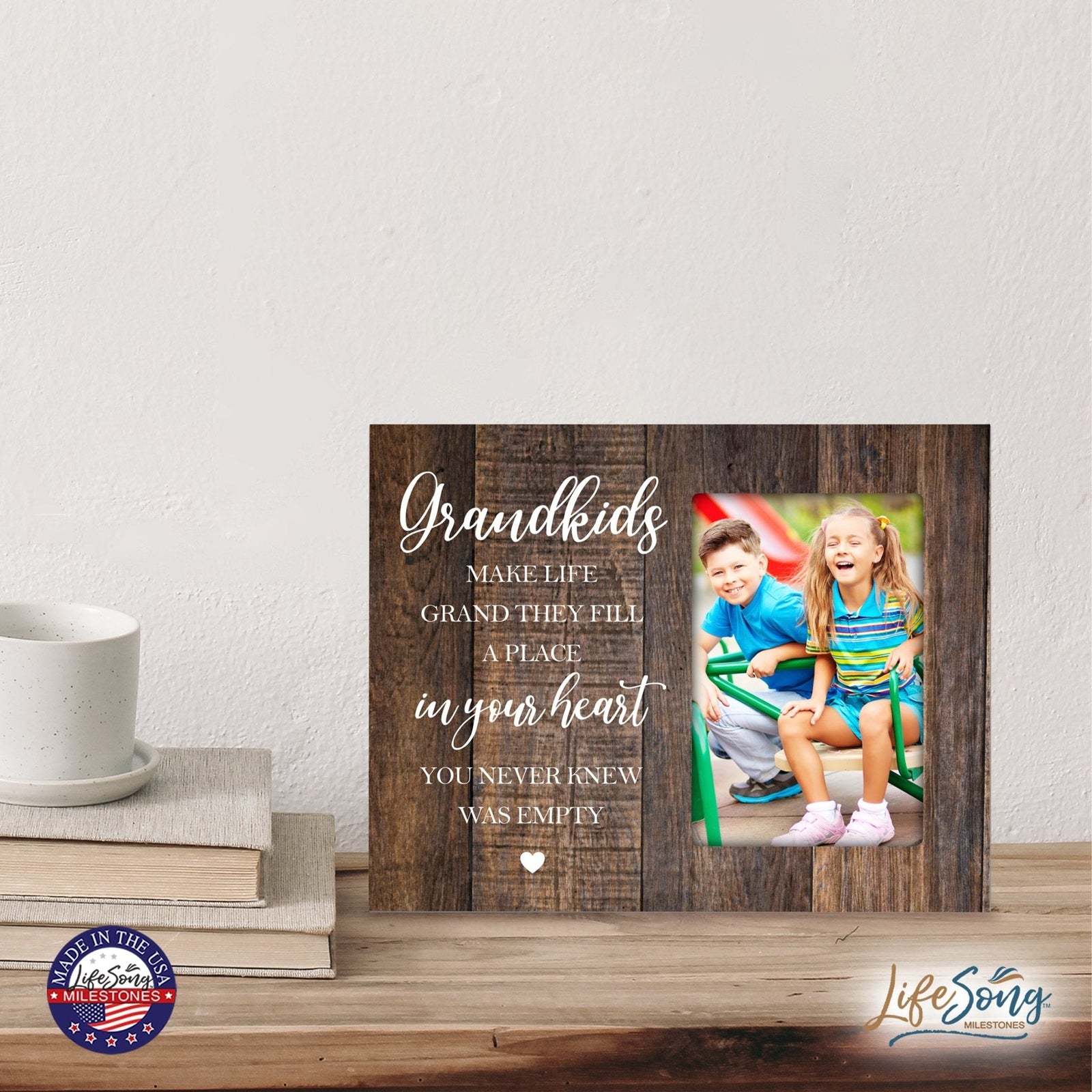 Modern Horizontal 8x10 Wooden Picture Frame Holds 4x6 Photo Home Decoration Gift Idea For Grandparents - Grandparents - LifeSong Milestones