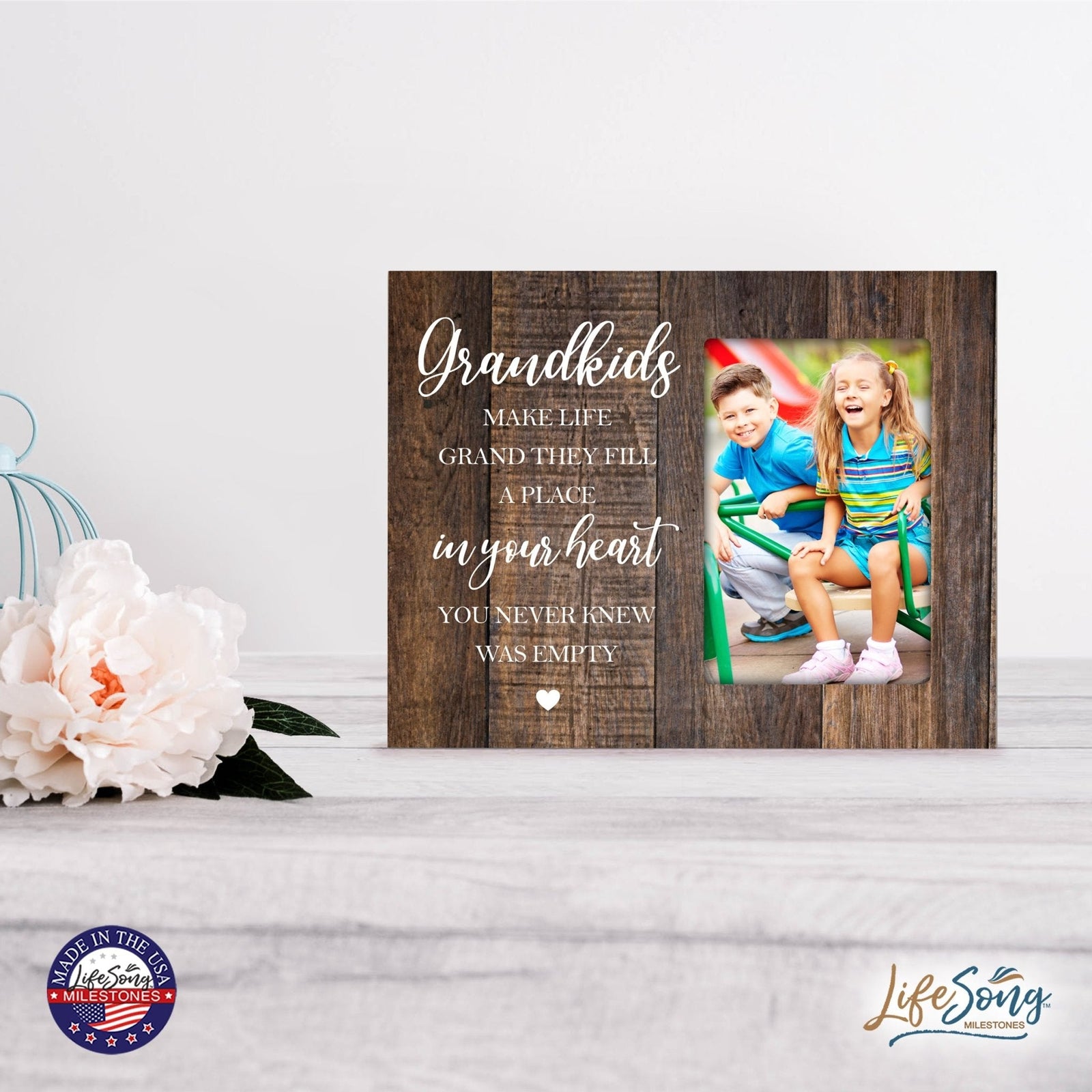 Modern Horizontal 8x10 Wooden Picture Frame Holds 4x6 Photo Home Decoration Gift Idea For Grandparents - Grandparents - LifeSong Milestones