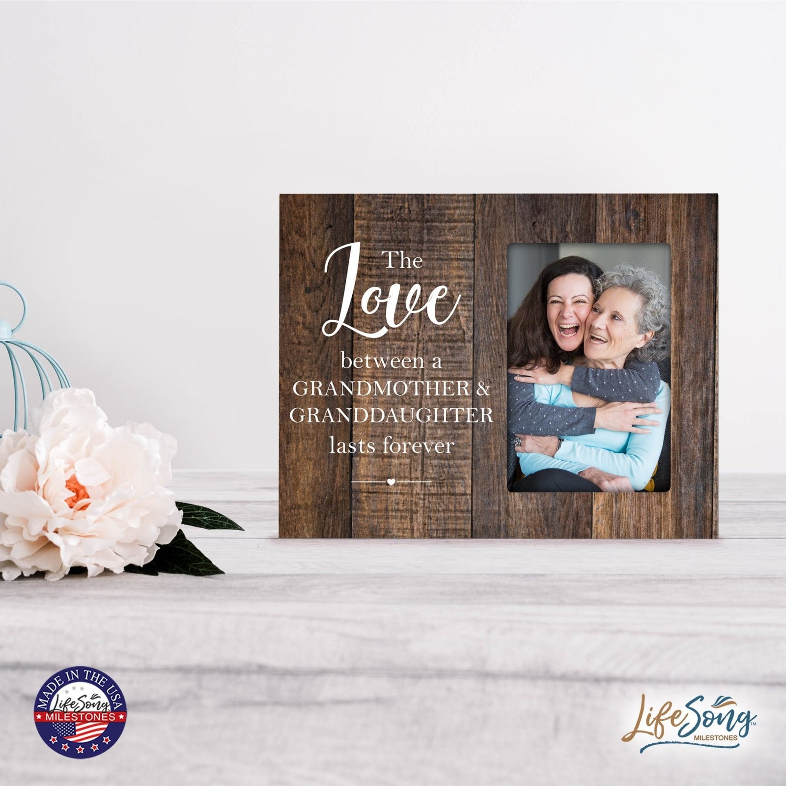 Modern Horizontal 8x10 Wooden Picture Frame Holds 4x6 Photo Home Decoration Gift Idea For Grandparents - Grandparents - LifeSong Milestones