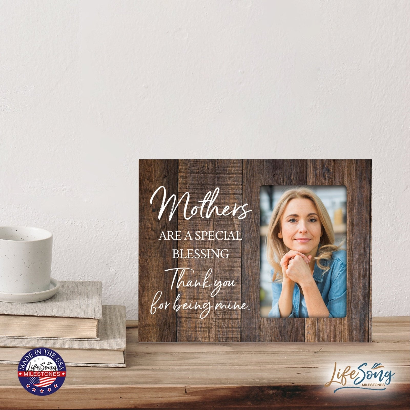 Modern Horizontal 8x10 Wooden Picture Frame Holds 4x6 Photo Home Decoration Gift Idea For Mothers - Special Blessing - LifeSong Milestones