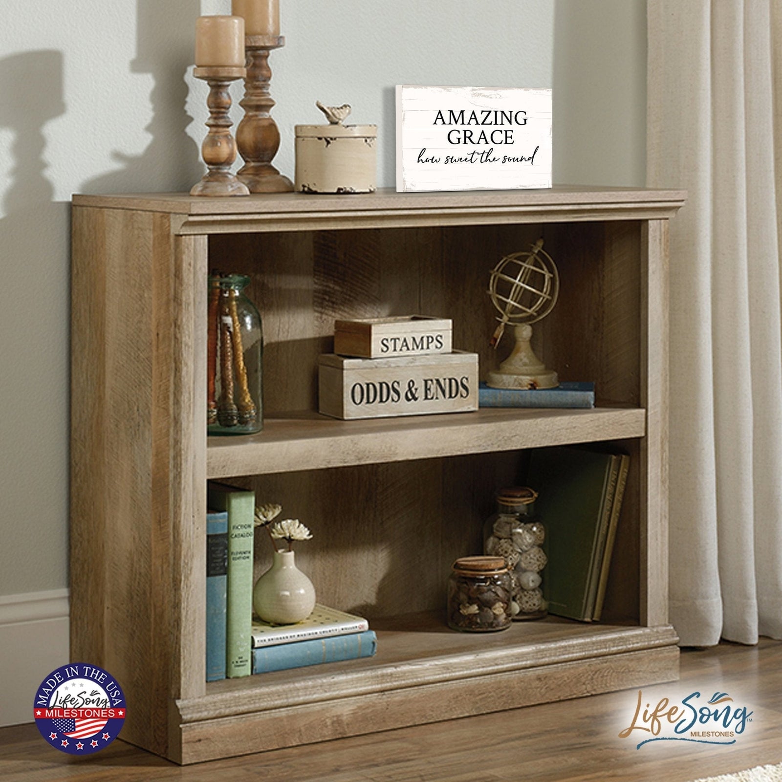 Modern Inspirational 5.5x8in Wooden Plaque Family And Home Tabletop Decor - Amazing Grace - LifeSong Milestones