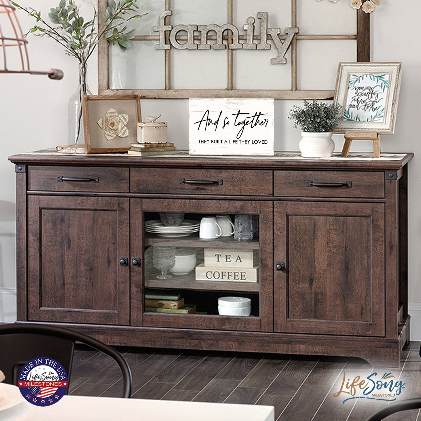 Modern Inspirational 5.5x8in Wooden Plaque Family And Home Tabletop Decor - And So Together - LifeSong Milestones