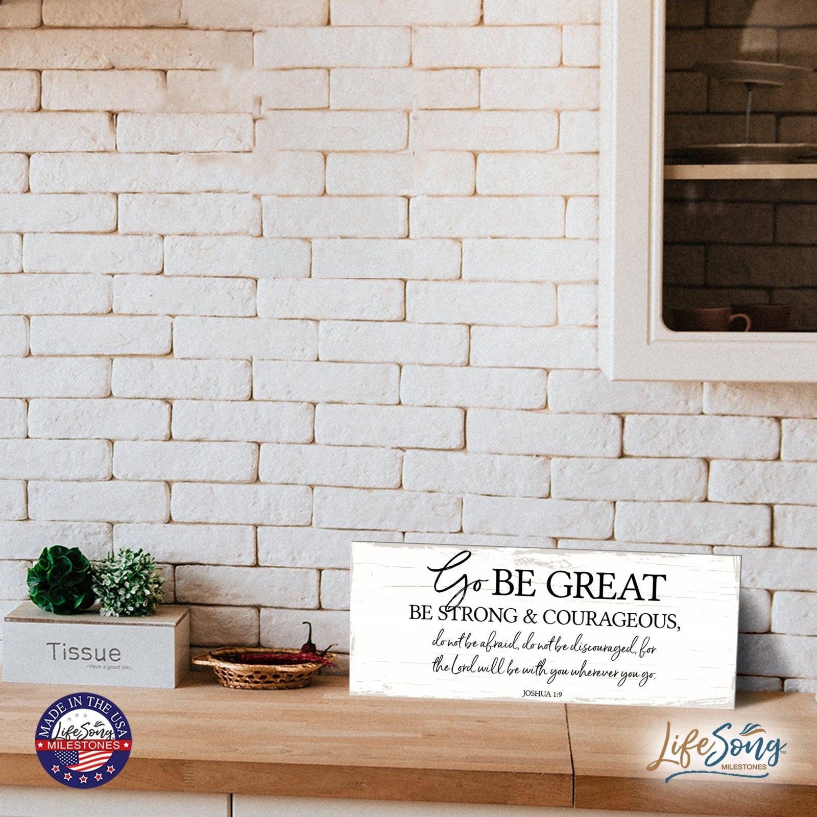 Modern Inspirational Everyday Home and Family Wooden Wall Art Hanging Plaque 4x10n – Go Be Great – for Family and Home Decorations - LifeSong Milestones