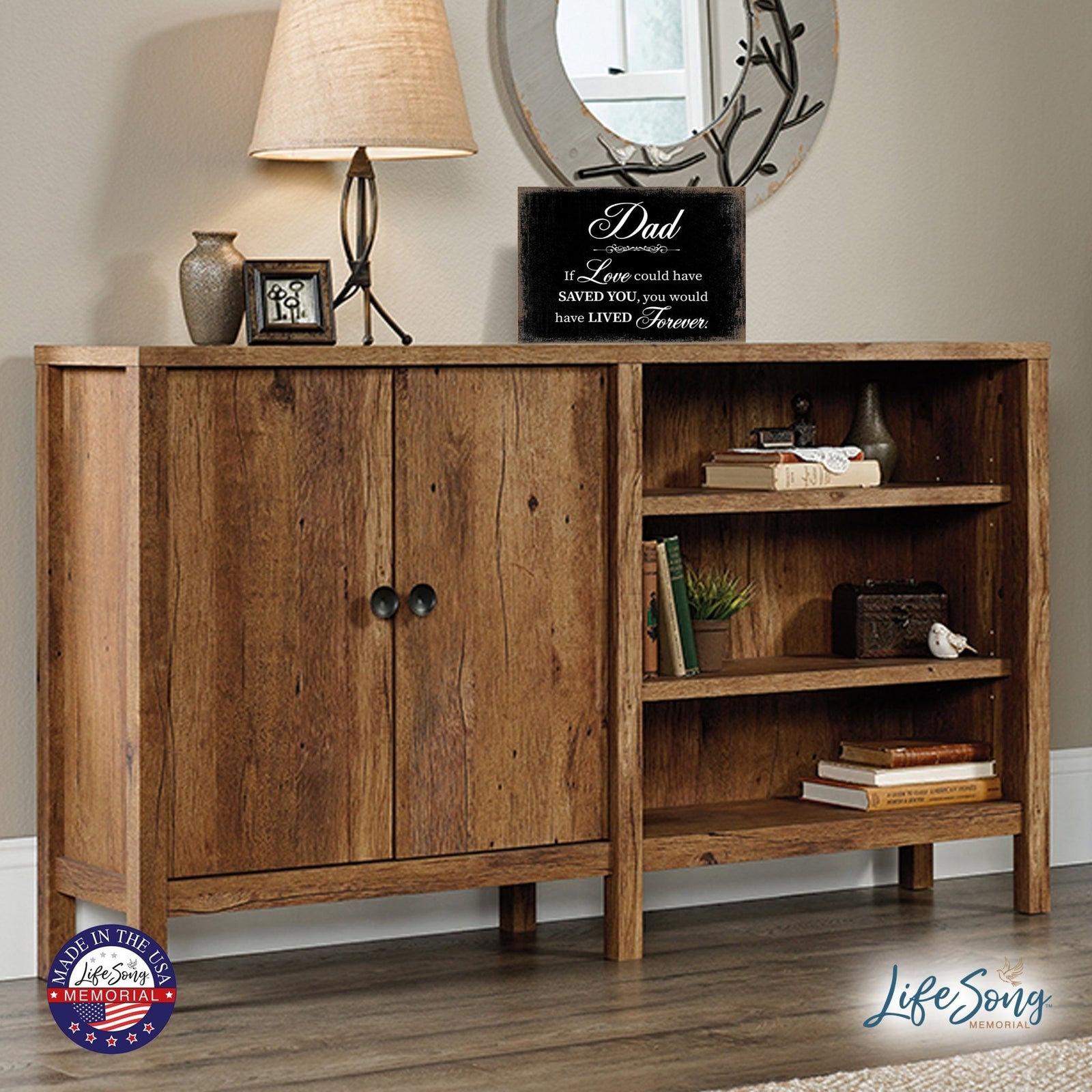 Modern Inspirational Memorial 5.5x 8 inches Wooden Sign Dad, If Love Could - Plaque Tabletop Decoration Loss of Loved One Bereavement Sympathy Keepsake - LifeSong Milestones