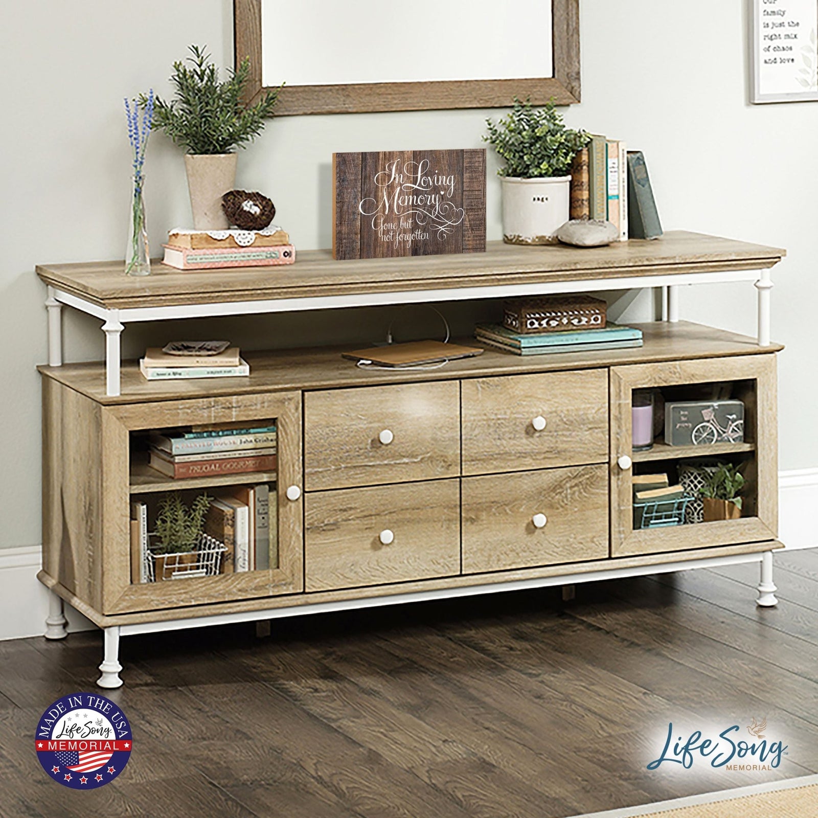 Modern Inspirational Memorial 5.5x 8 inches Wooden Sign Gone But Not Forgotten - Plaque Tabletop Decoration Loss of Loved One Bereavement Sympathy Keepsake - LifeSong Milestones