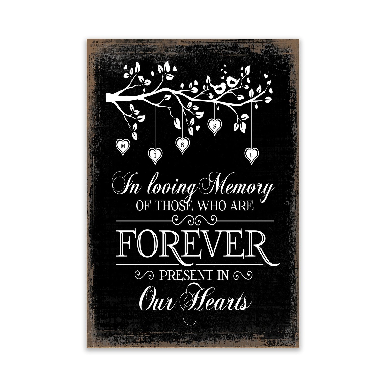 Modern Inspirational Memorial 5.5x 8 inches Wooden Sign Present In Our Hearts - Plaque Tabletop Decoration Loss of Loved One Bereavement Sympathy Keepsake - LifeSong Milestones