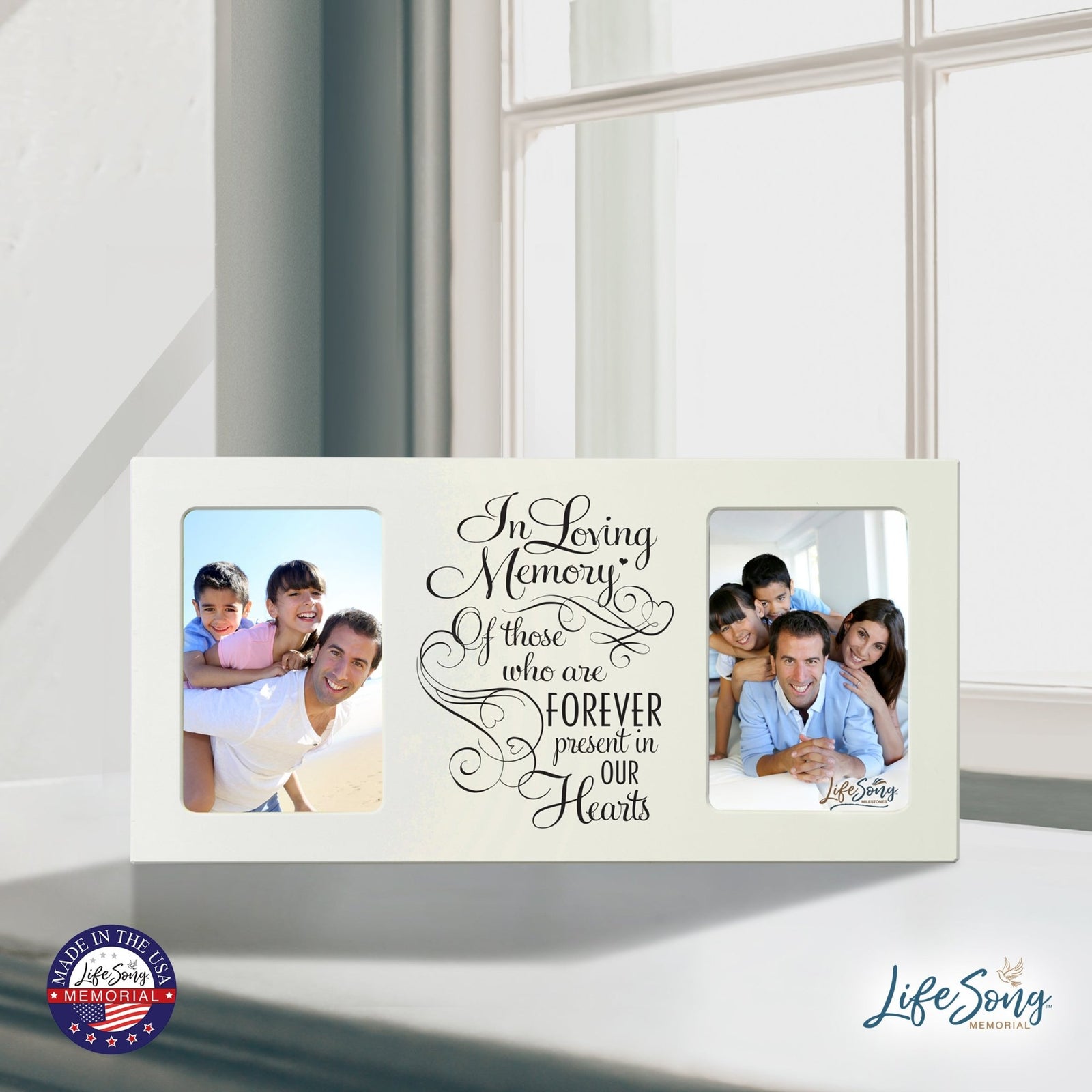 Modern Inspirational Memorial Picture Frame 16x8in In Loving Memory Of Those Holds Two 4x6in Photos - LifeSong Milestones
