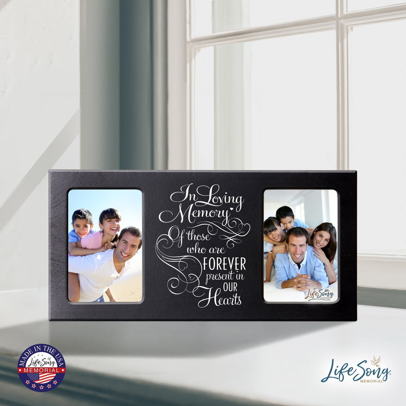 Modern Inspirational Memorial Picture Frame 16x8in In Loving Memory Of Those Holds Two 4x6in Photos - LifeSong Milestones