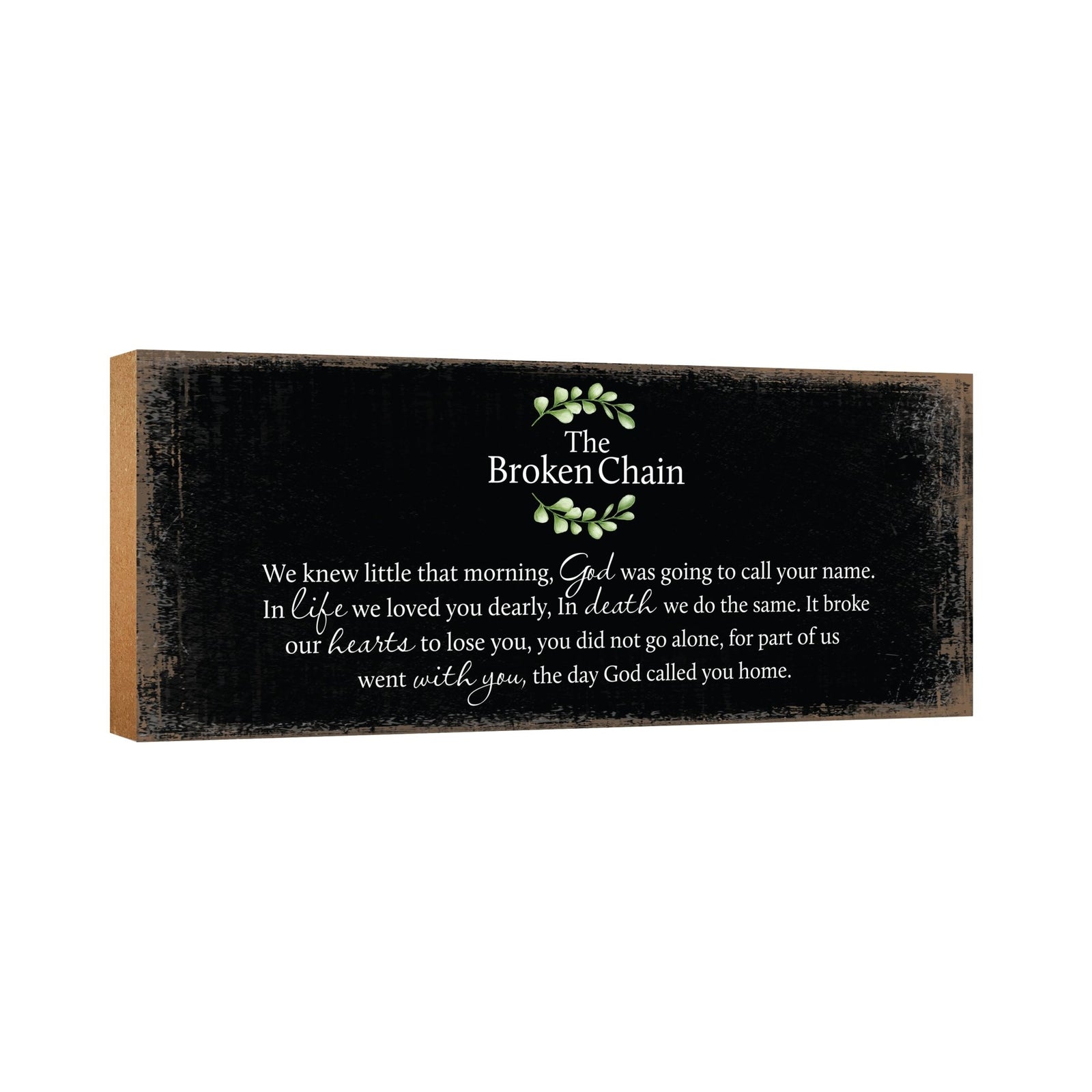 Modern Inspirational Pet Memorial 4x10 inches Wooden Sign (Broken Chain) Tabletop Plaque Home Decoration Loss of Pet Bereavement Sympathy Keepsake - LifeSong Milestones