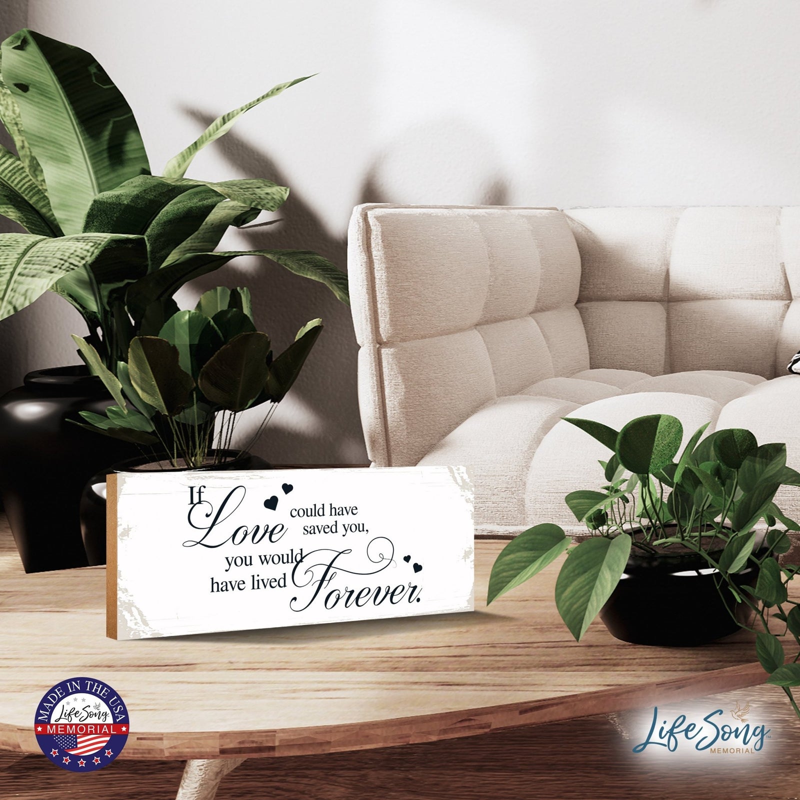 Modern Inspirational Pet Memorial 4x10 inches Wooden Sign (If Loved Could Saved) Tabletop Plaque Home Decoration Loss of Pet Bereavement Sympathy Keepsake - LifeSong Milestones