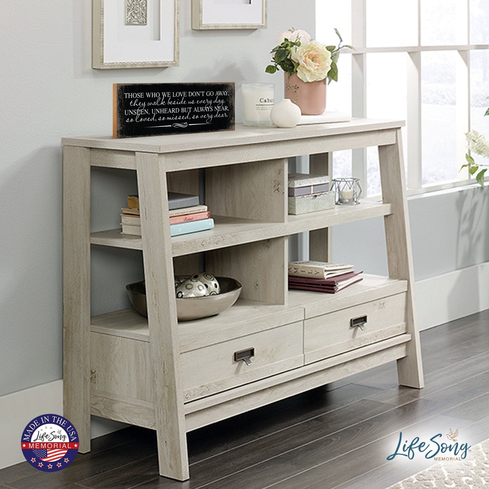 Modern Inspirational Pet Memorial 4x10 inches Wooden Sign (Those Who We Love) Tabletop Plaque Home Decoration Loss of Pet Bereavement Sympathy Keepsake - LifeSong Milestones