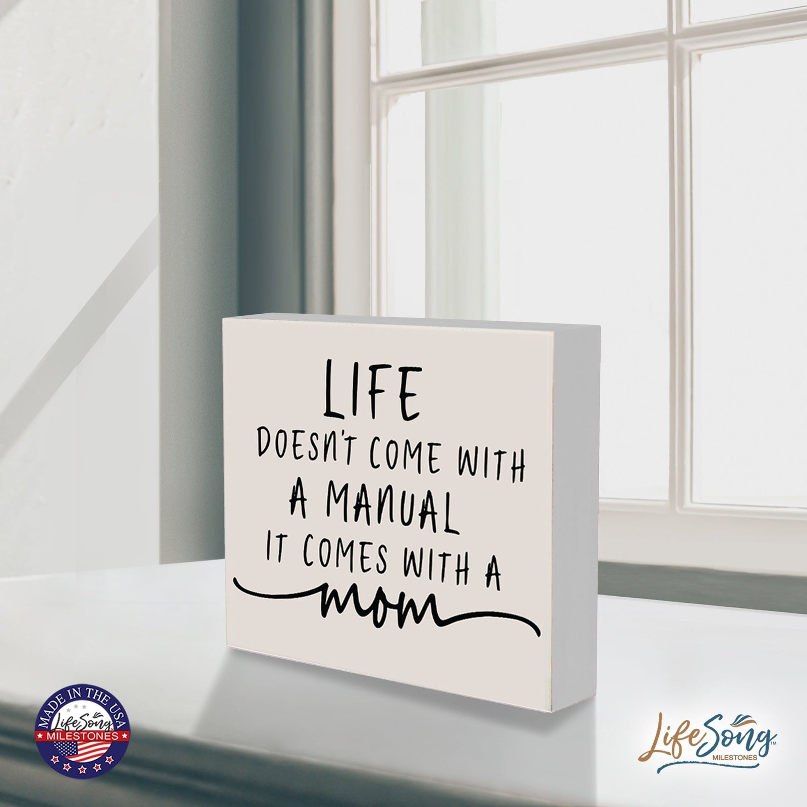 Modern Inspirational Shadow Box for Everyday Home Decorations For Mothers 6x6 - Life Doesn’t Come With - LifeSong Milestones