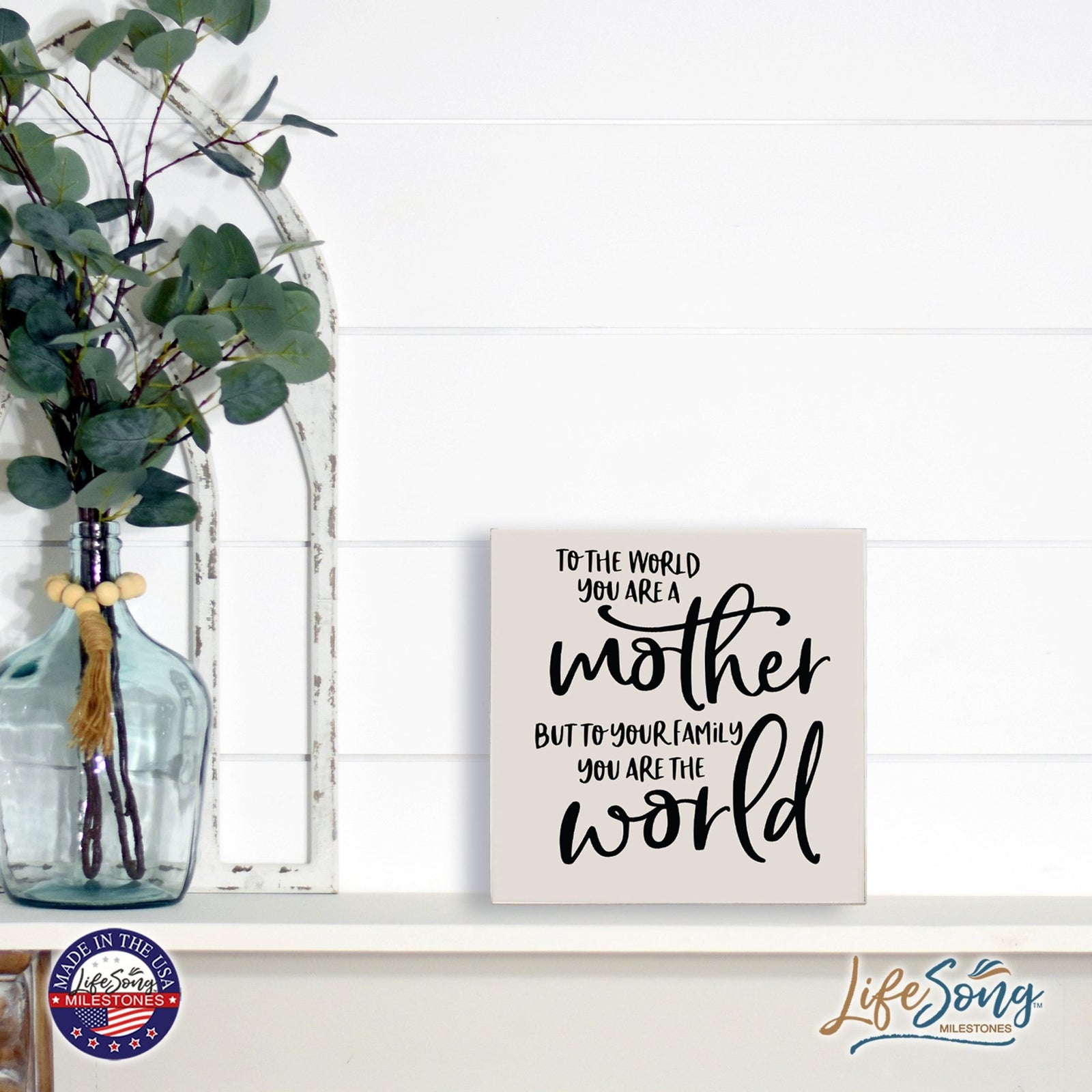 Modern Inspirational Shadow Box for Everyday Home Decorations For Mothers 6x6 - To The World You Are A Mother - LifeSong Milestones