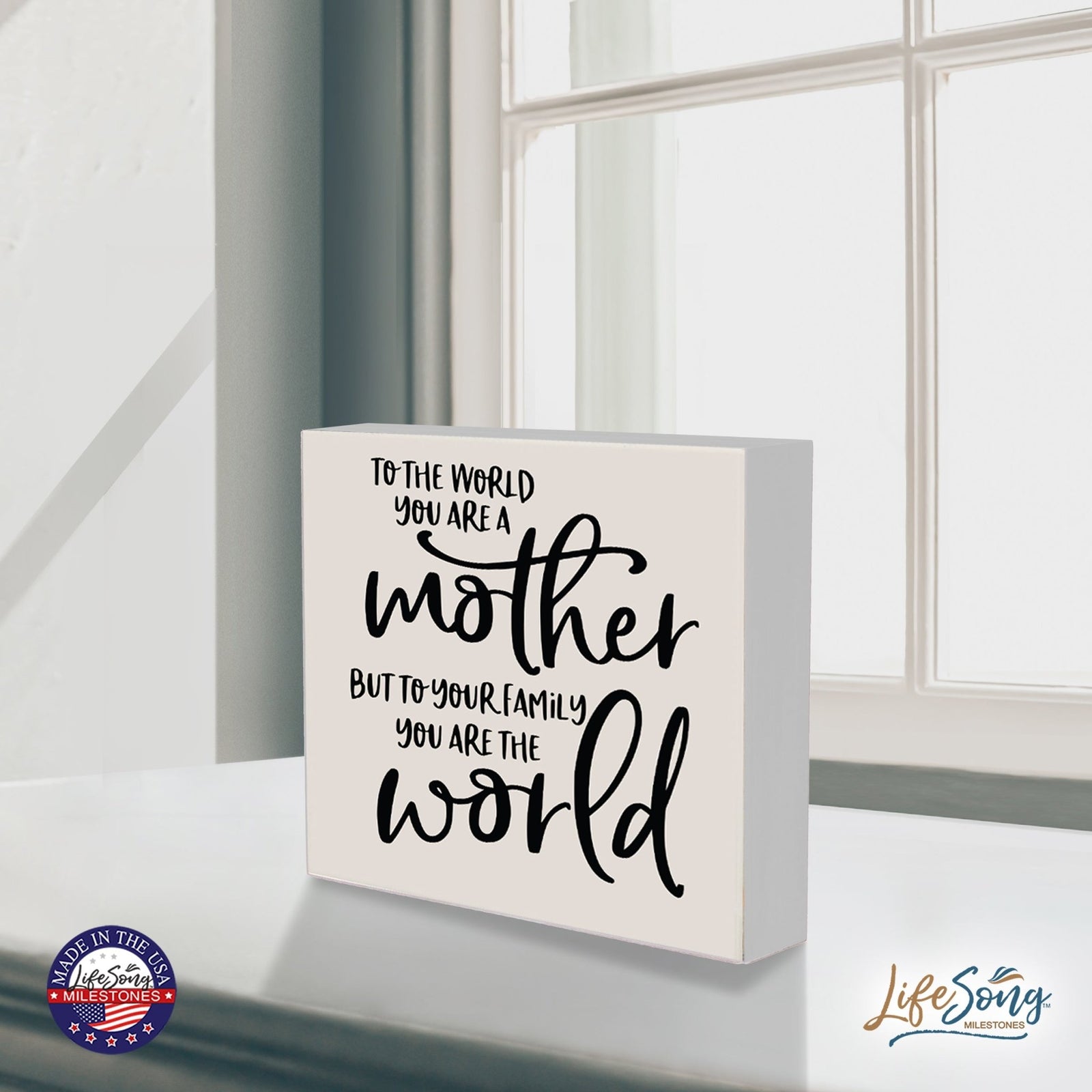 Modern Inspirational Shadow Box for Everyday Home Decorations For Mothers 6x6 - To The World You Are A Mother - LifeSong Milestones
