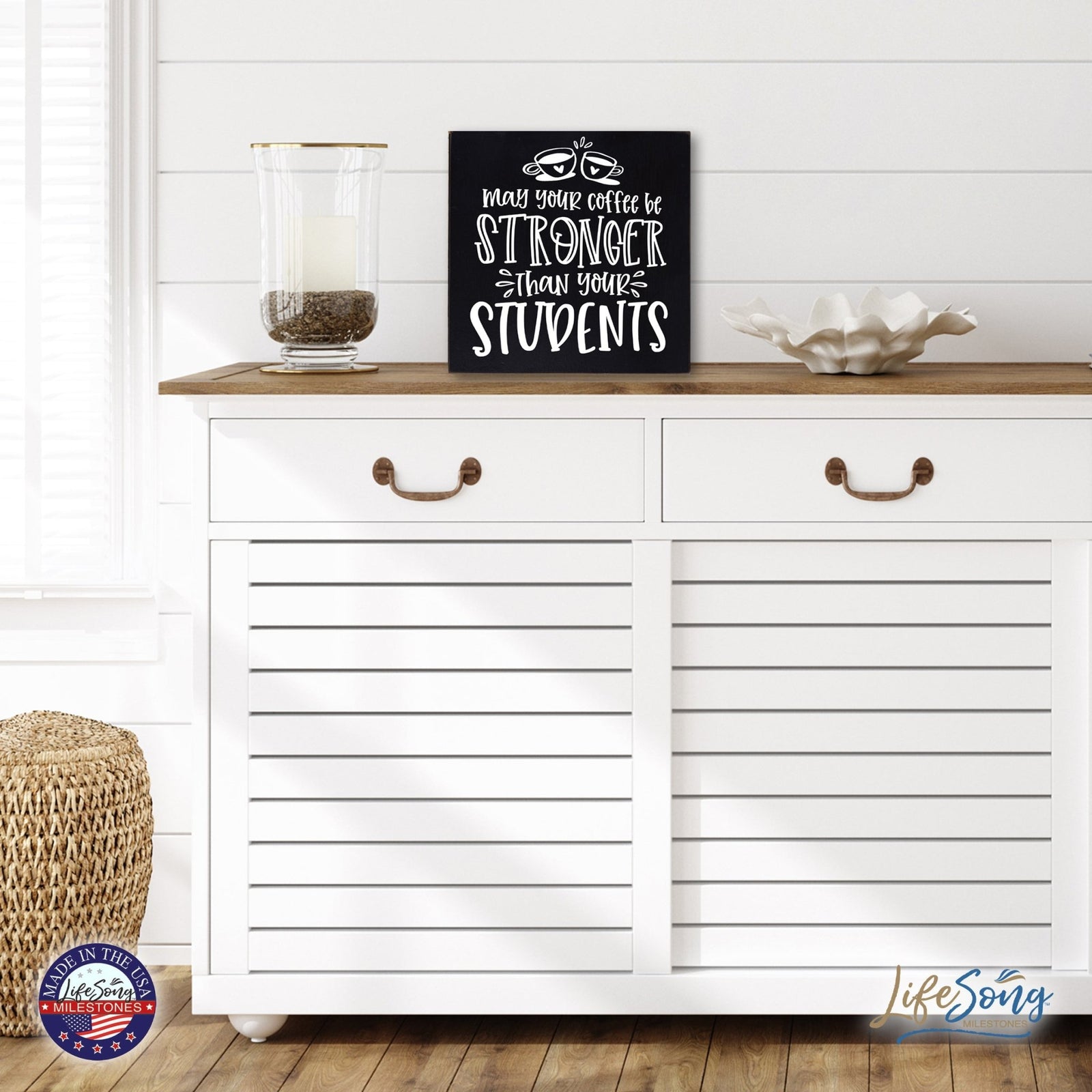 Modern Inspirational Shadow Box for Everyday Home Decorations For Teachers 6x6 - May Your Coffee Be Stronger - LifeSong Milestones