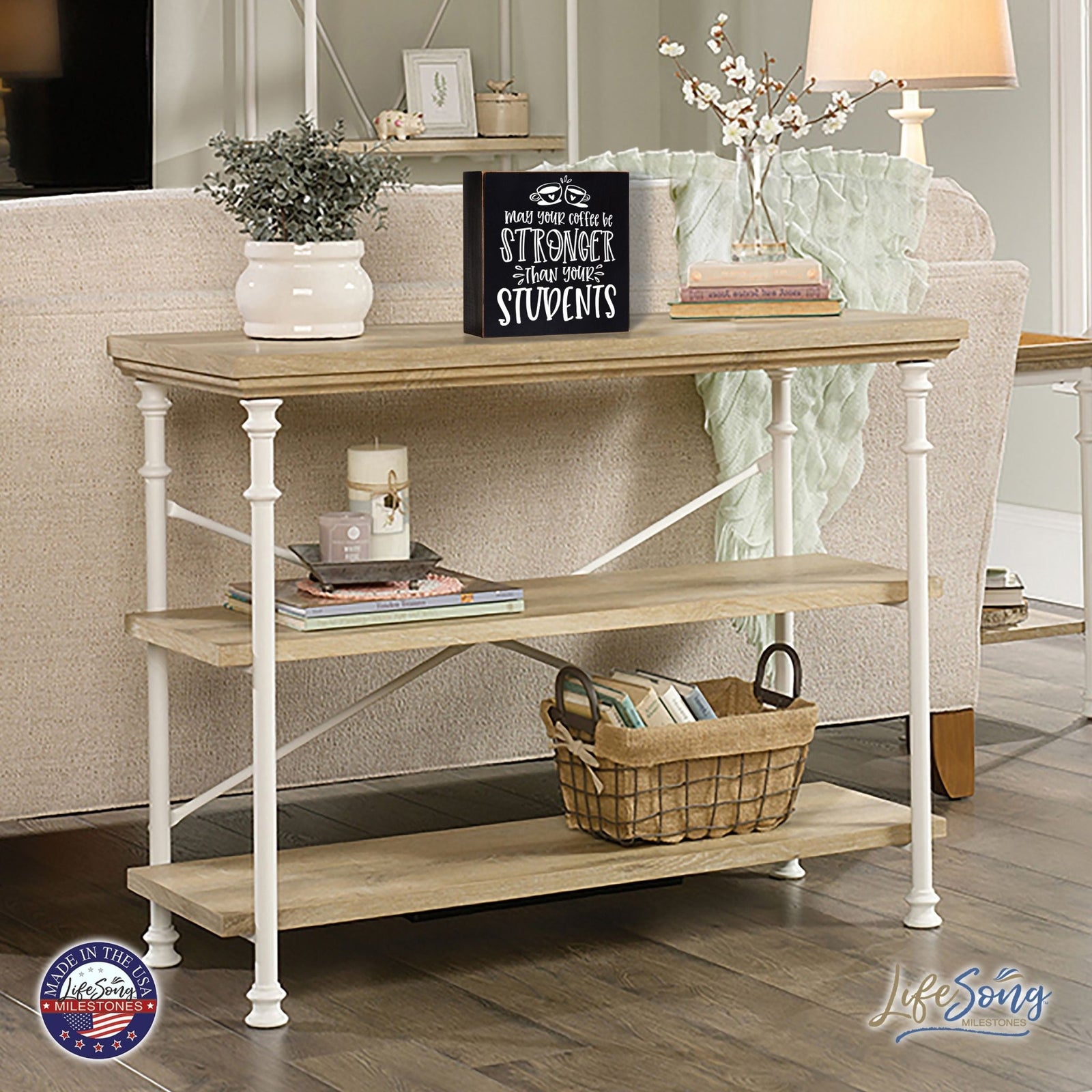 Modern Inspirational Shadow Box for Everyday Home Decorations For Teachers 6x6 - May Your Coffee Be Stronger - LifeSong Milestones