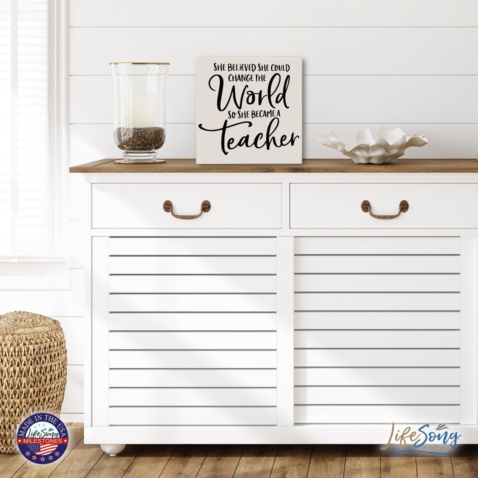 Modern Inspirational Shadow Box for Everyday Home Decorations For Teachers 6x6 - She Believed She Could Change - LifeSong Milestones