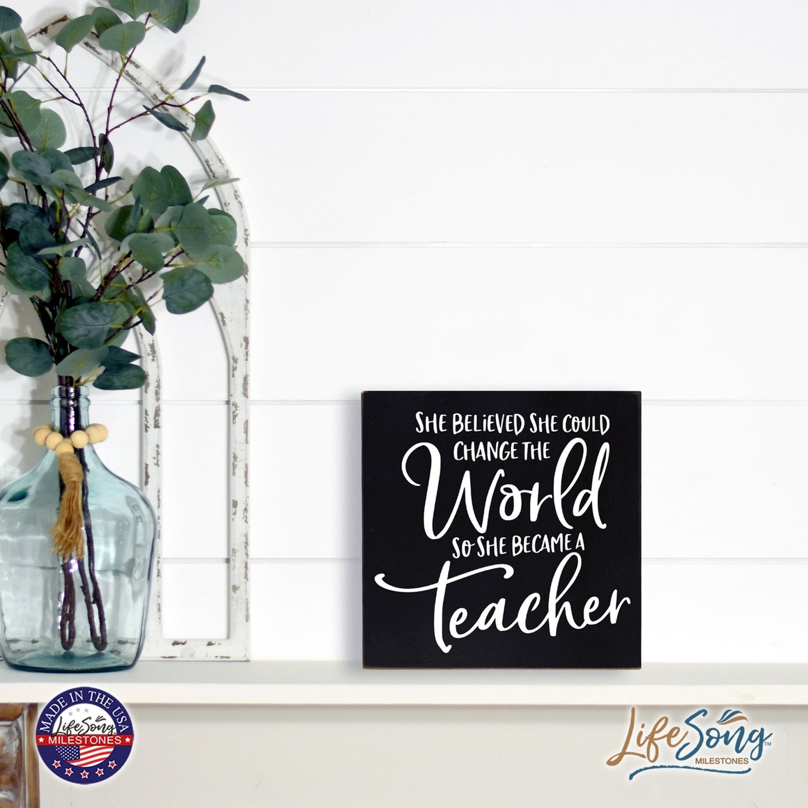 Modern Inspirational Shadow Box for Everyday Home Decorations For Teachers 6x6 - She Believed She Could Change - LifeSong Milestones