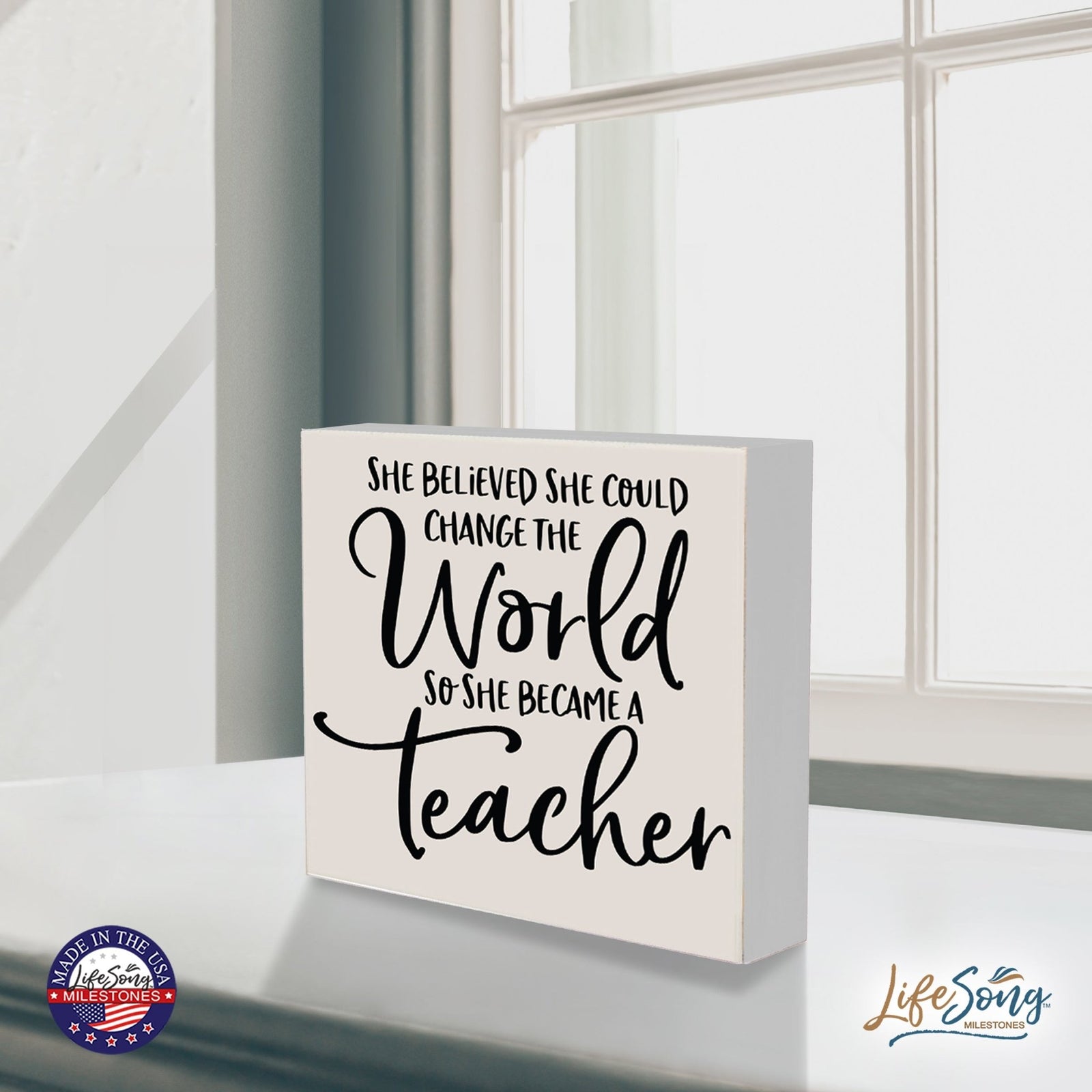 Modern Inspirational Shadow Box for Everyday Home Decorations For Teachers 6x6 - She Believed She Could Change - LifeSong Milestones