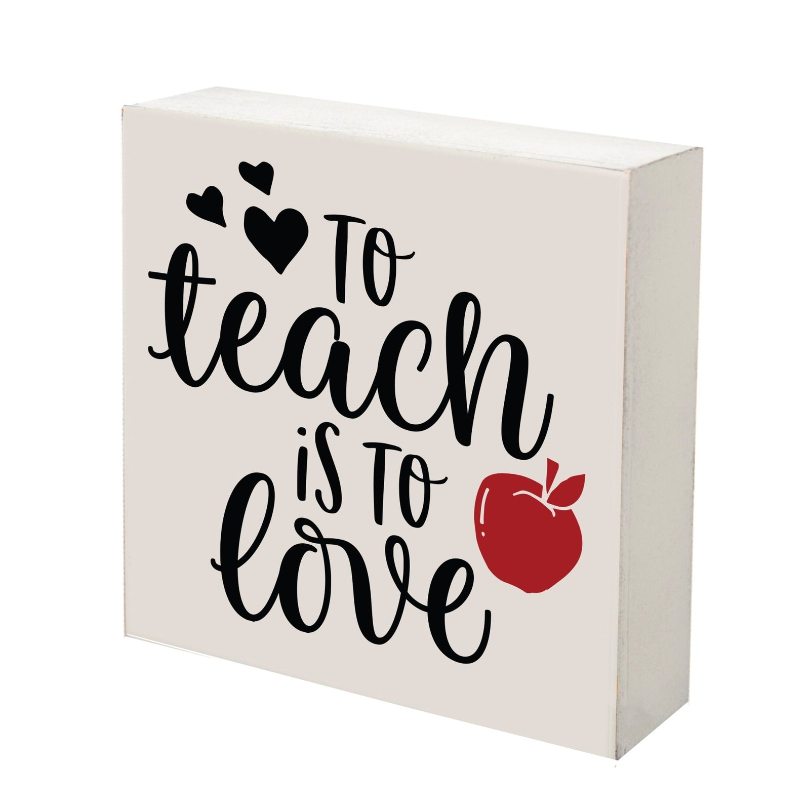 Modern Inspirational Shadow Box for Everyday Home Decorations For Teachers 6x6 - To Teach Is To Love (Apple) - LifeSong Milestones