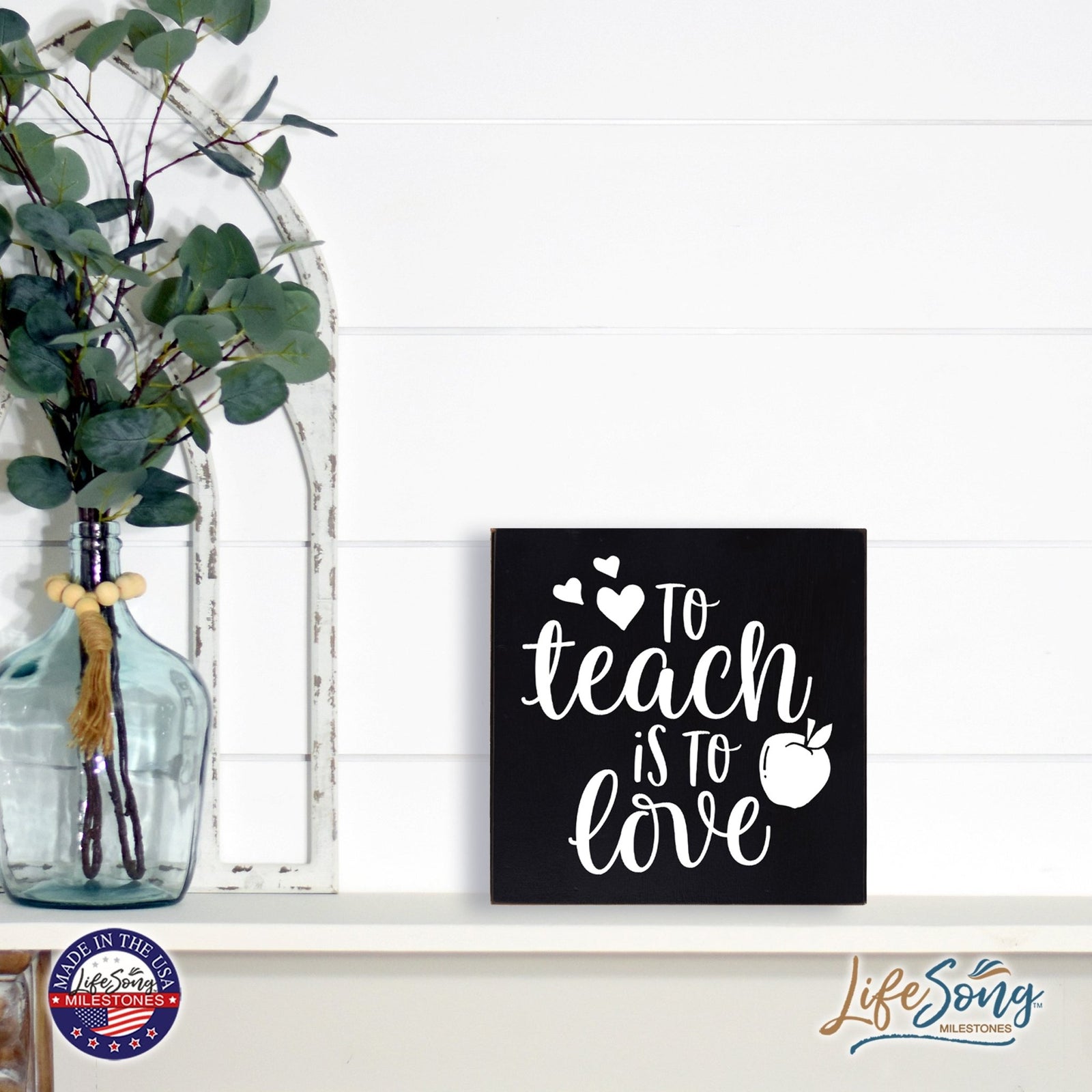 Modern Inspirational Shadow Box for Everyday Home Decorations For Teachers 6x6 - To Teach Is To Love (Heart) - LifeSong Milestones