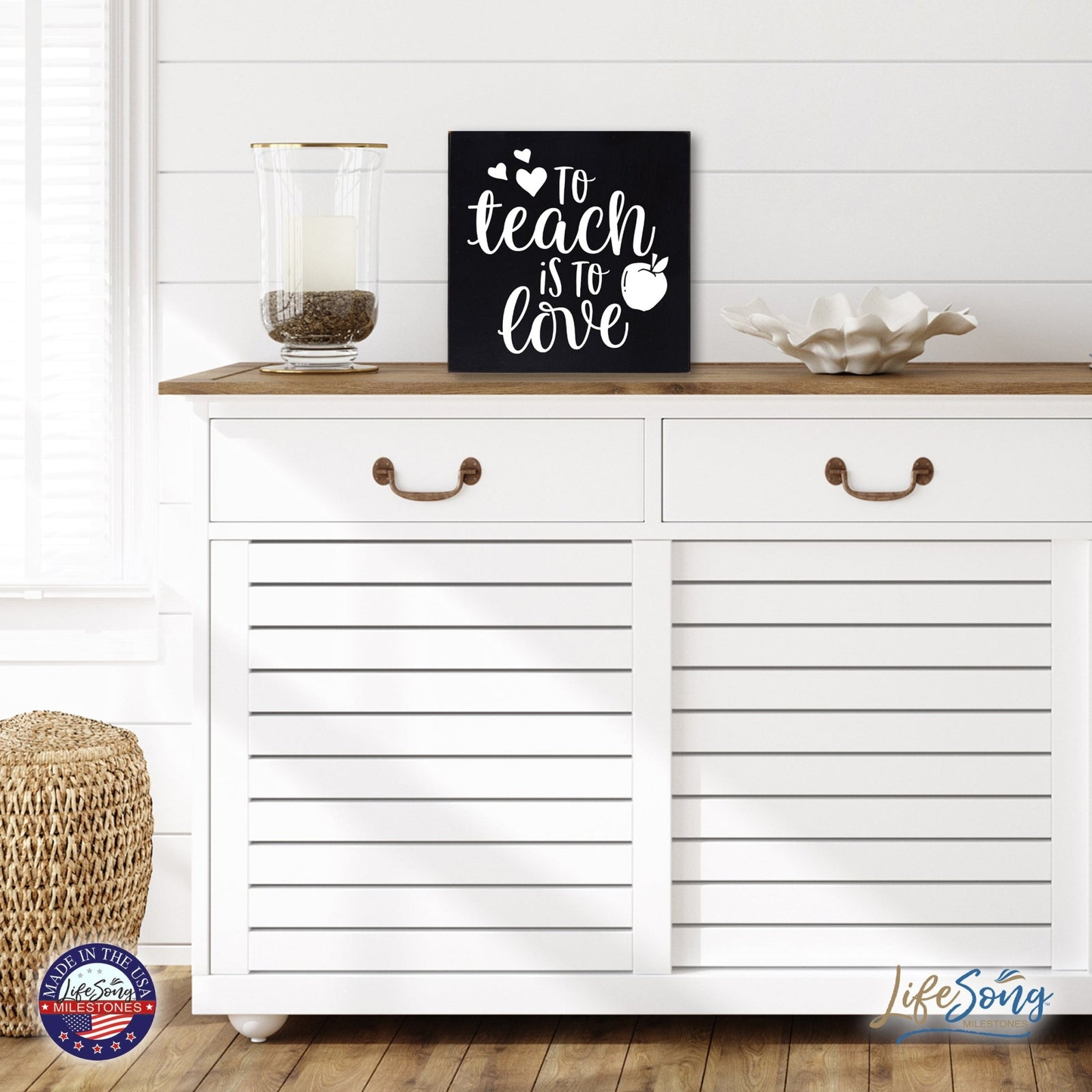 Modern Inspirational Shadow Box for Everyday Home Decorations For Teachers 6x6 - To Teach Is To Love (Heart) - LifeSong Milestones