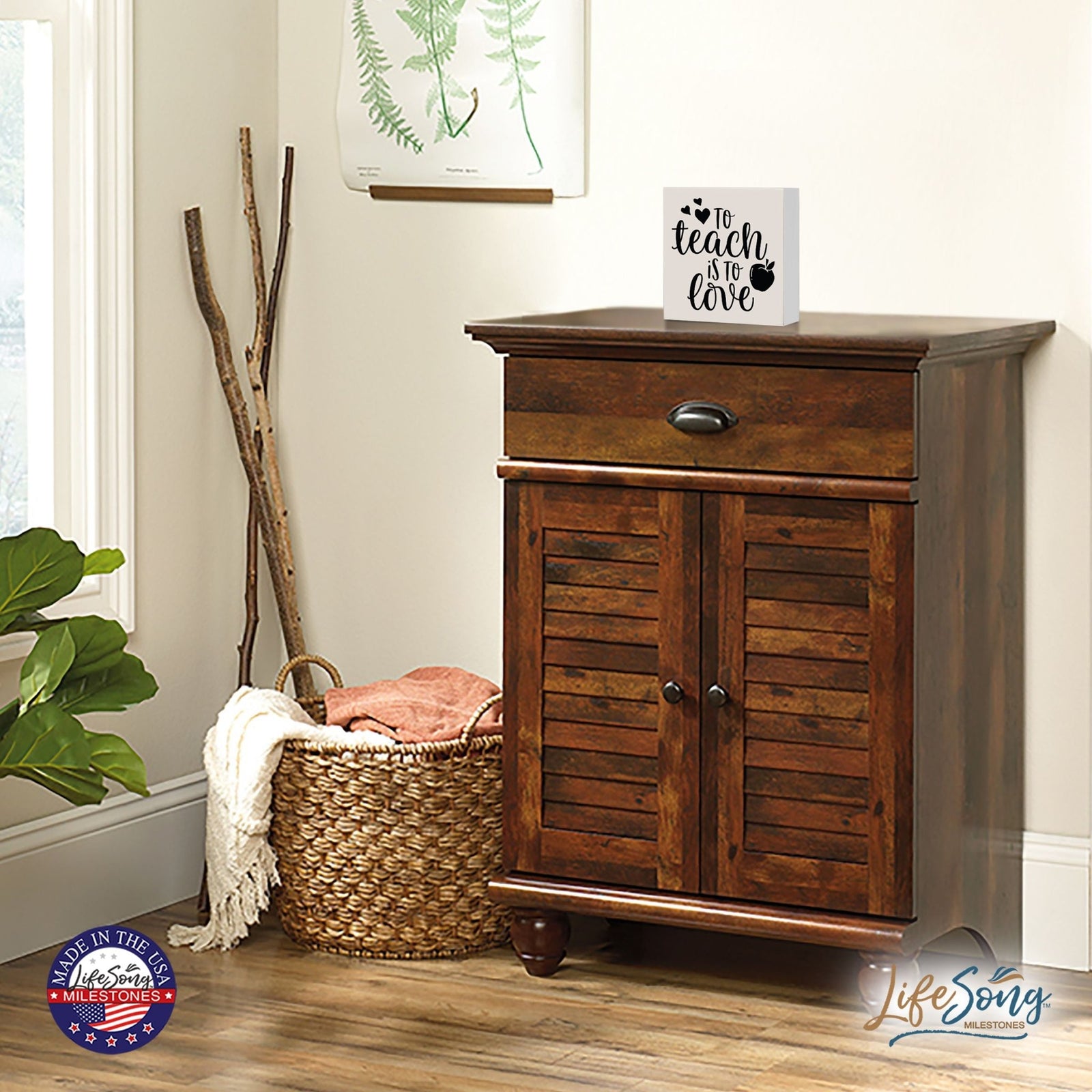 Modern Inspirational Shadow Box for Everyday Home Decorations For Teachers 6x6 - To Teach Is To Love (Heart) - LifeSong Milestones