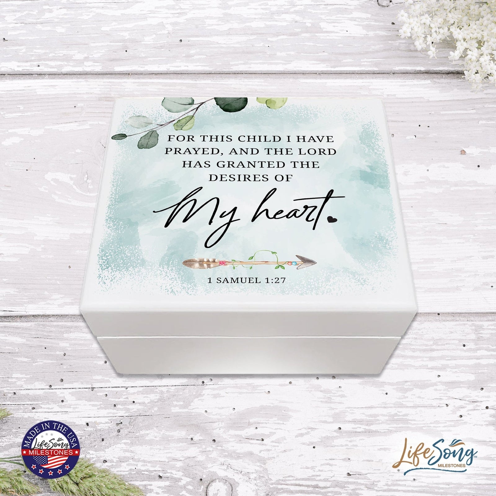 Modern Inspirational White Jewelry Keepsake Box for Children 6x5.5 - My Heart - LifeSong Milestones