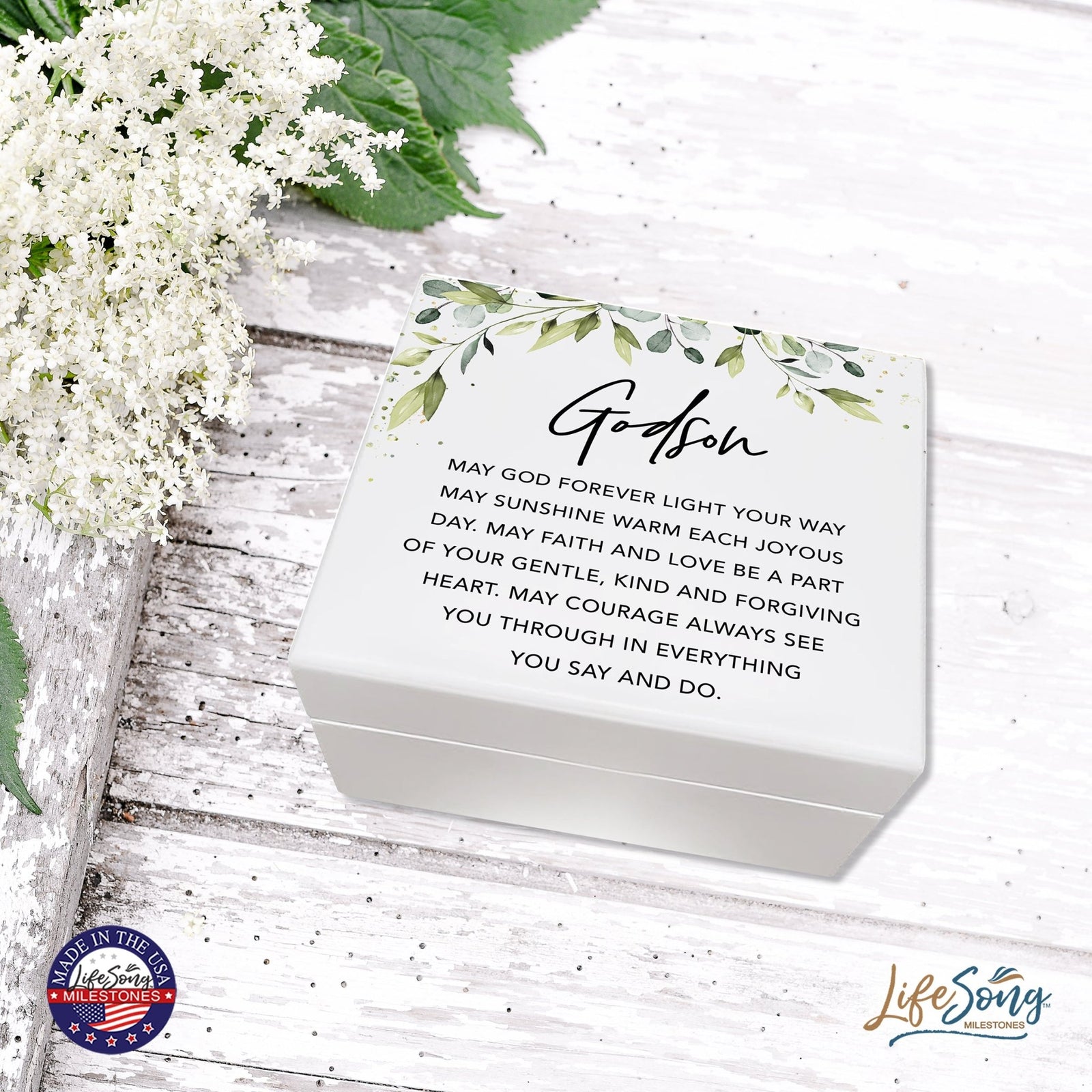 Lifesong Milestones Inspirational Baptism Keepsake Jewelry Box Gift for Godson