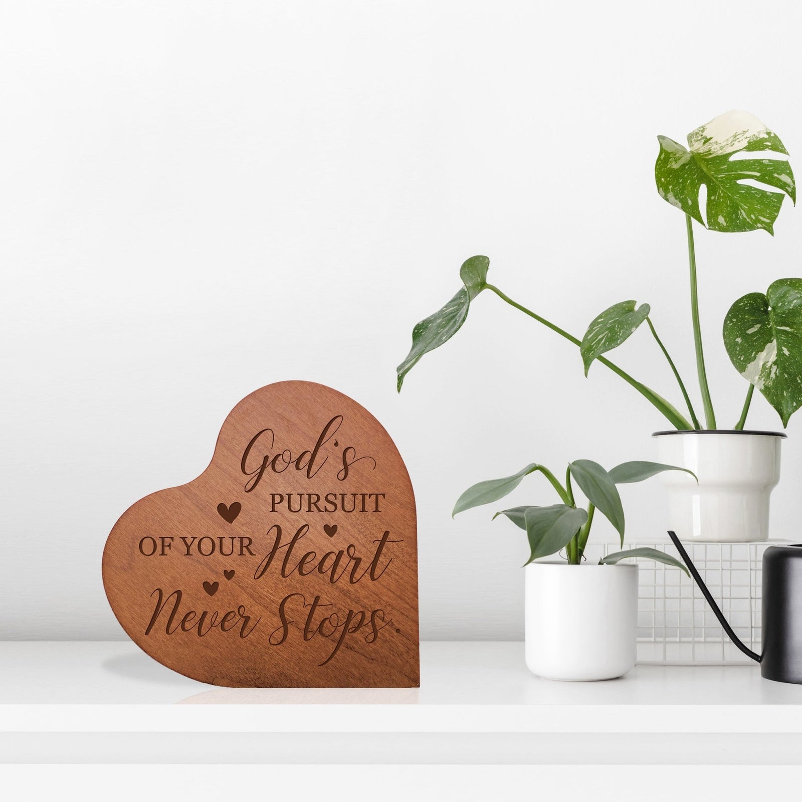 Modern Inspirational Wooden Heart Block For Home Décor - God’s Pursuit V2 - LifeSong Milestones