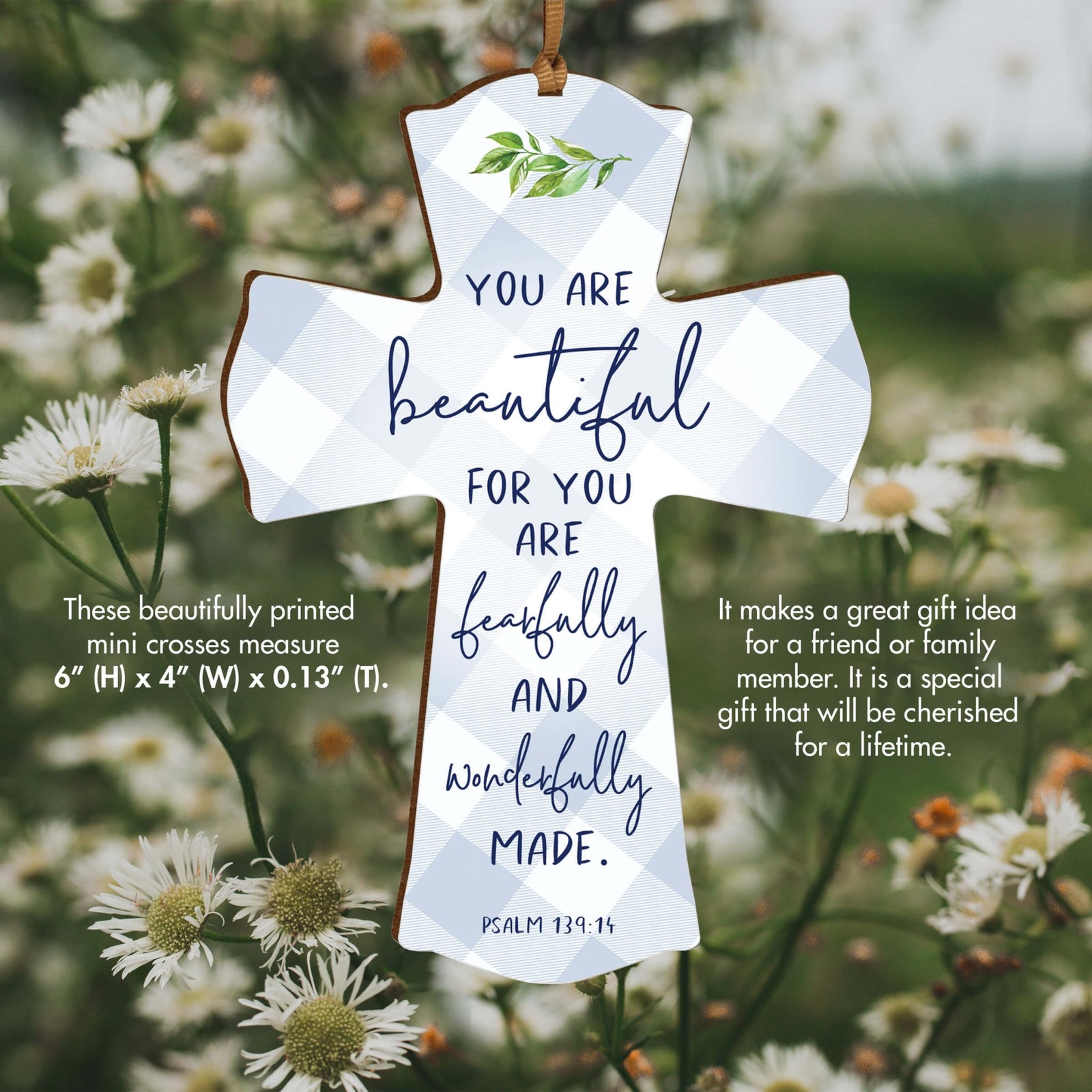 Modern Inspirational Wooden Mini Cross - You Are Beautiful - LifeSong Milestones