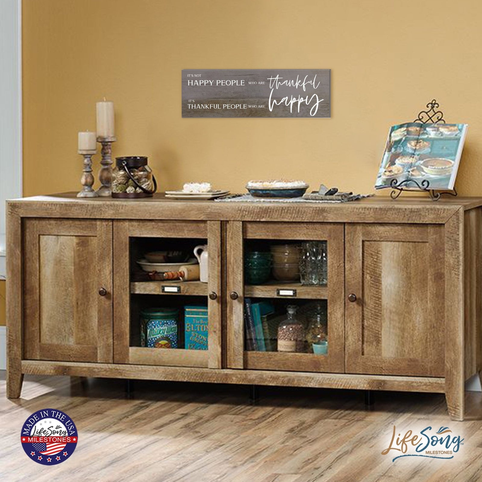 Modern Inspirational Wooden Wall Art Hanging Plaque 22.5x6 - It’s Not Happy People - for Family and Home Decorations - LifeSong Milestones