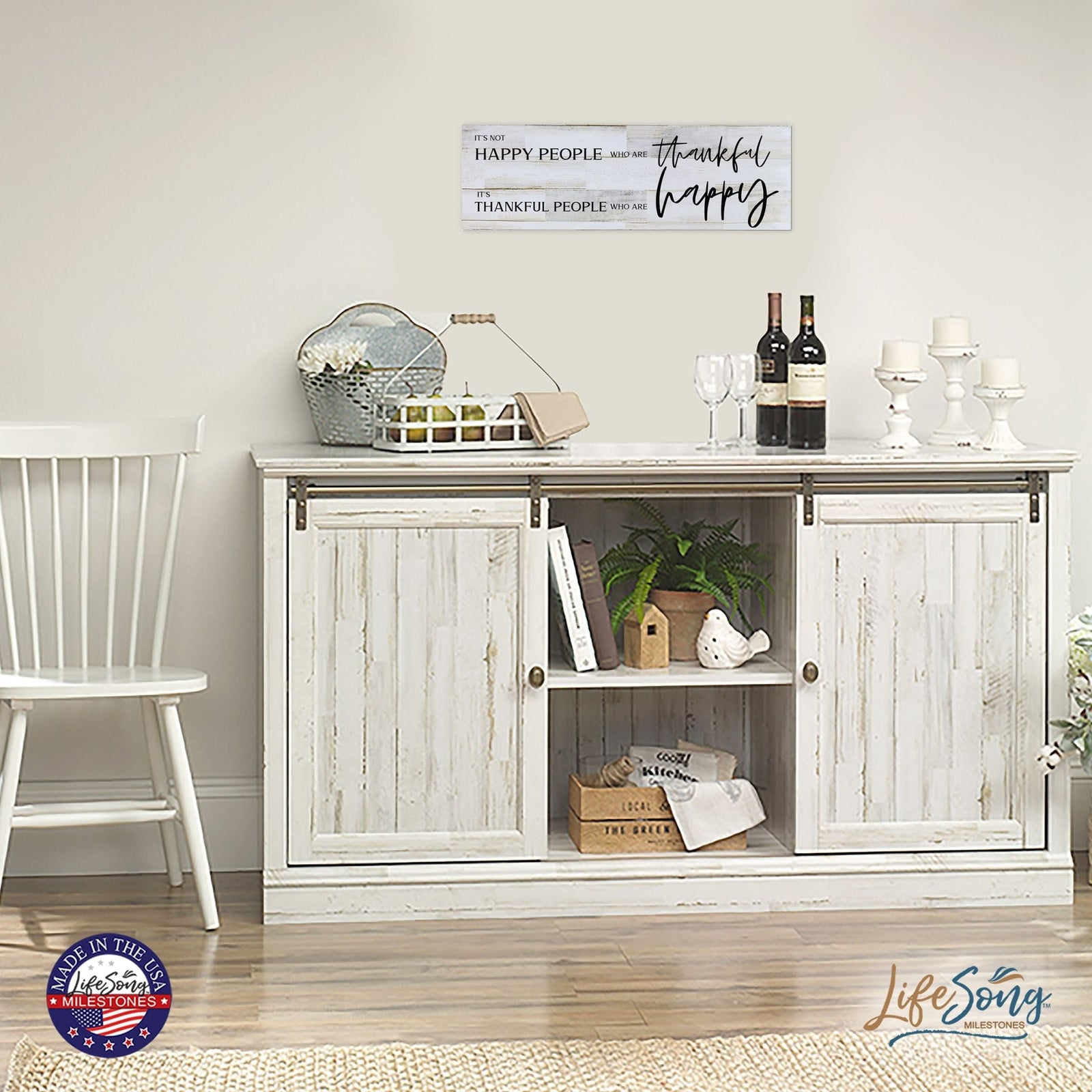 Modern Inspirational Wooden Wall Art Hanging Plaque 22.5x6 - It’s Not Happy People - for Family and Home Decorations - LifeSong Milestones