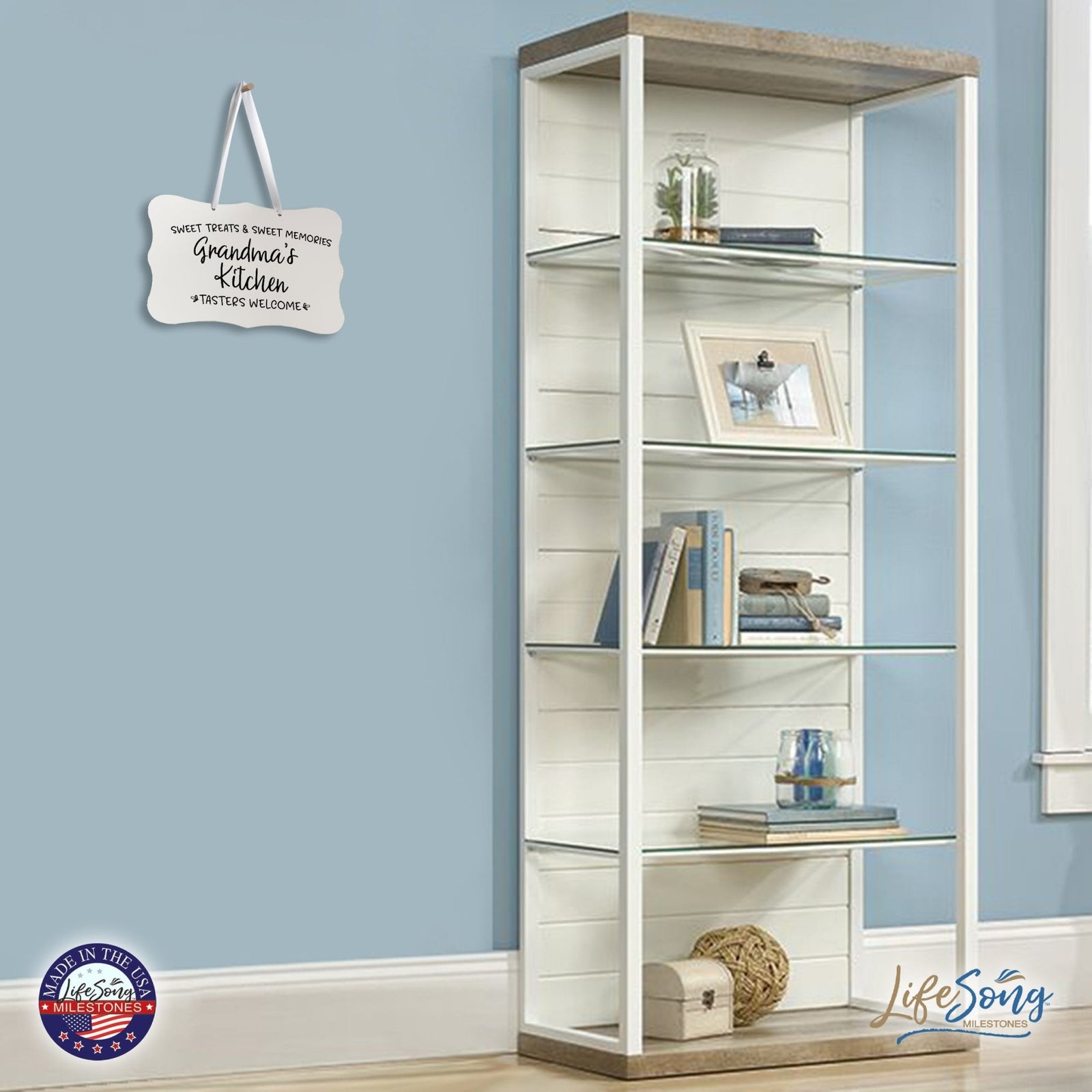 Modern Inspirational Wooden Wall Hanging Sign for Home Decorations 8x12 - Grandma’s Kitchen - LifeSong Milestones