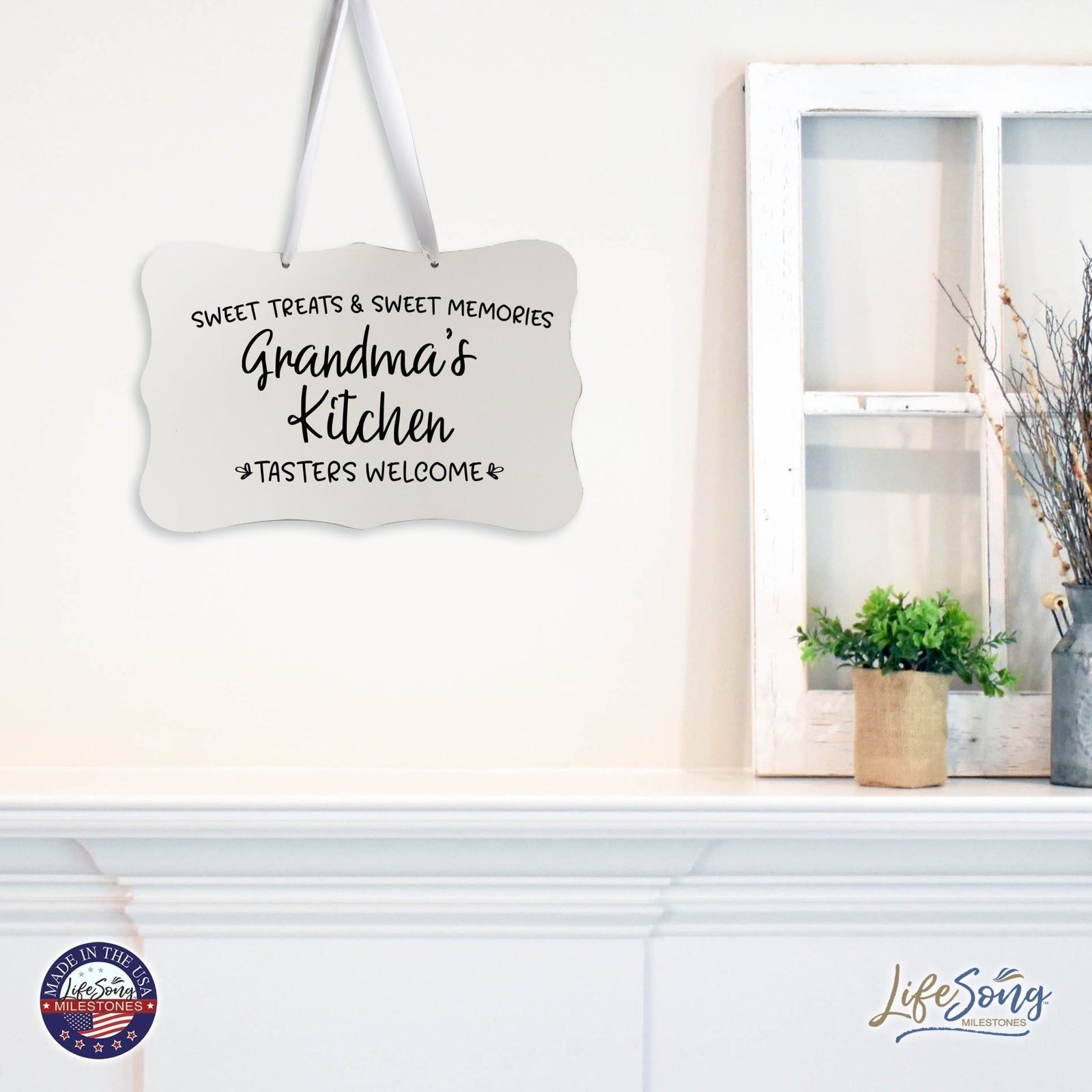 Modern Inspirational Wooden Wall Hanging Sign for Home Decorations 8x12 - Grandma’s Kitchen - LifeSong Milestones