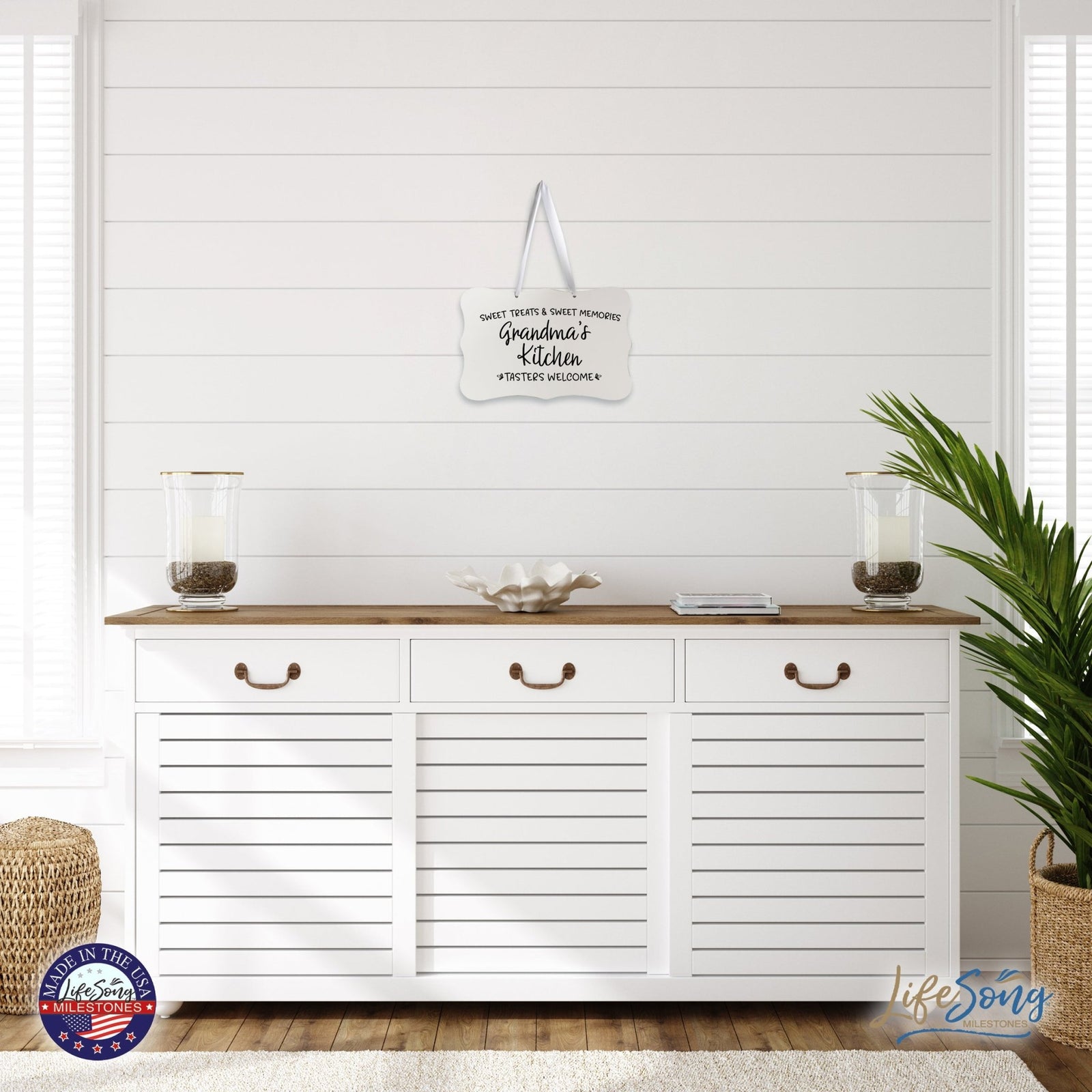 Modern Inspirational Wooden Wall Hanging Sign for Home Decorations 8x12 - Grandma’s Kitchen - LifeSong Milestones