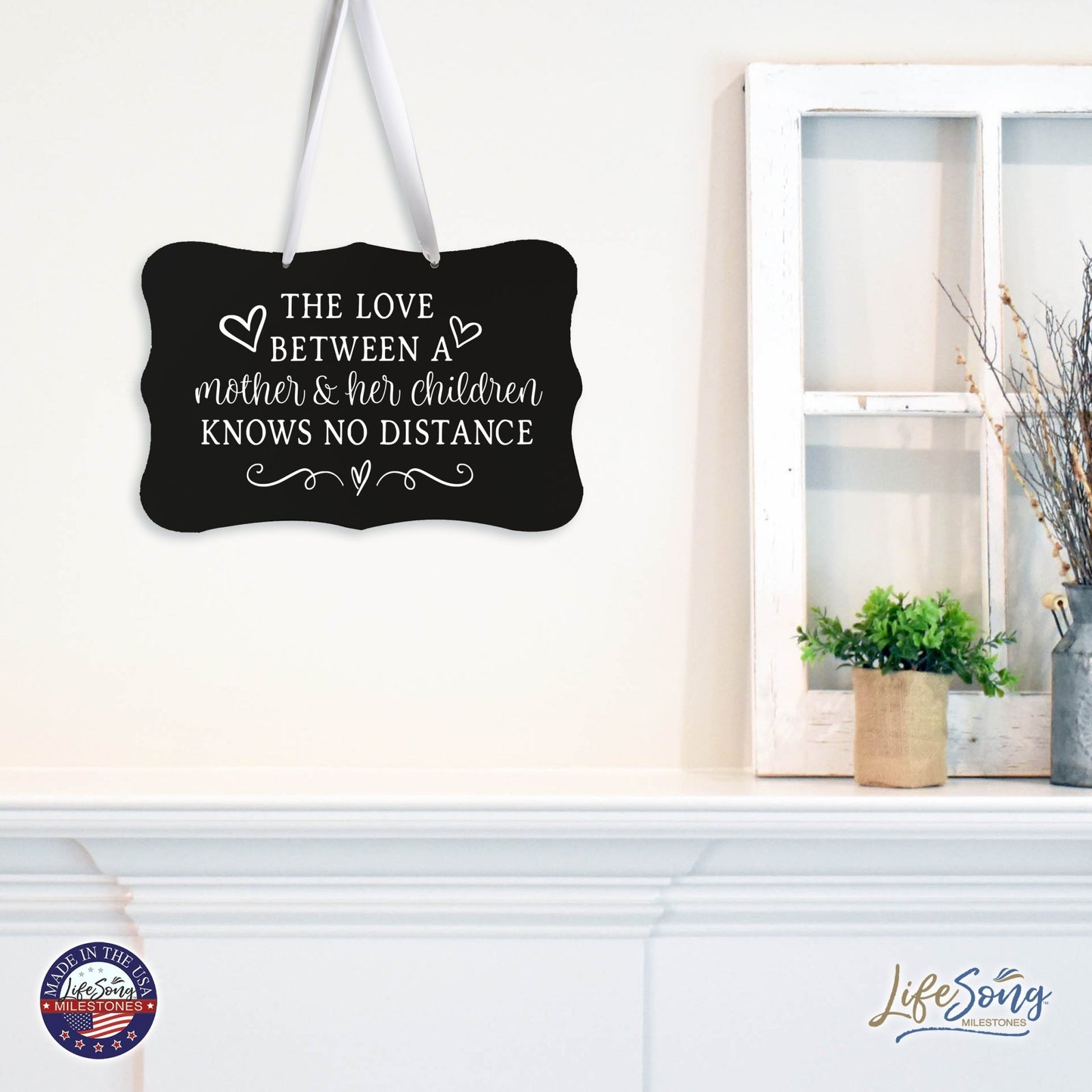 Modern Inspirational Wooden Wall Hanging Sign for Home Decorations 8x12 -The Love Between = Mother And Her Children - LifeSong Milestones